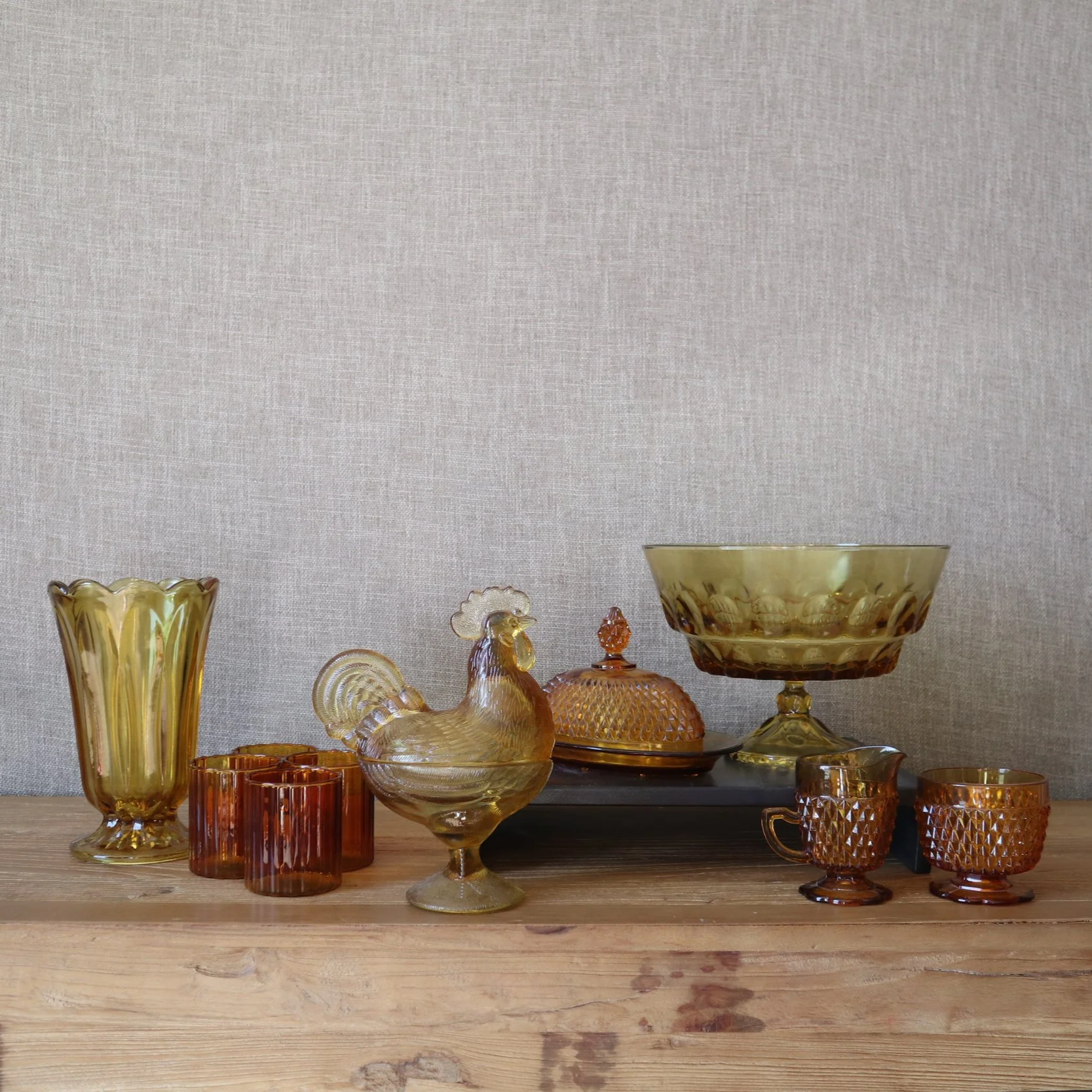 Amber Glass Serving Collection