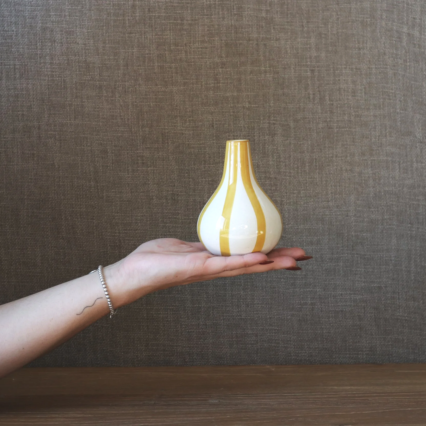 Paige Yellow Stripe Bud Vase