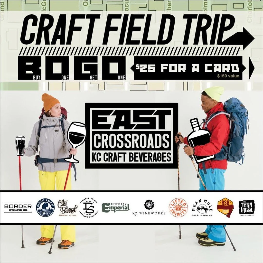 🎒HAVE I.D., WILL TRAVEL🎒

Looking for a fun way to trek across the East Crossroads? Whether by foot, bus, or Uber, try our Craft Field Trip card, which you can purchase at any of the following locations:

@borderbrewco 
@casualanimalbrewing 
@cityb