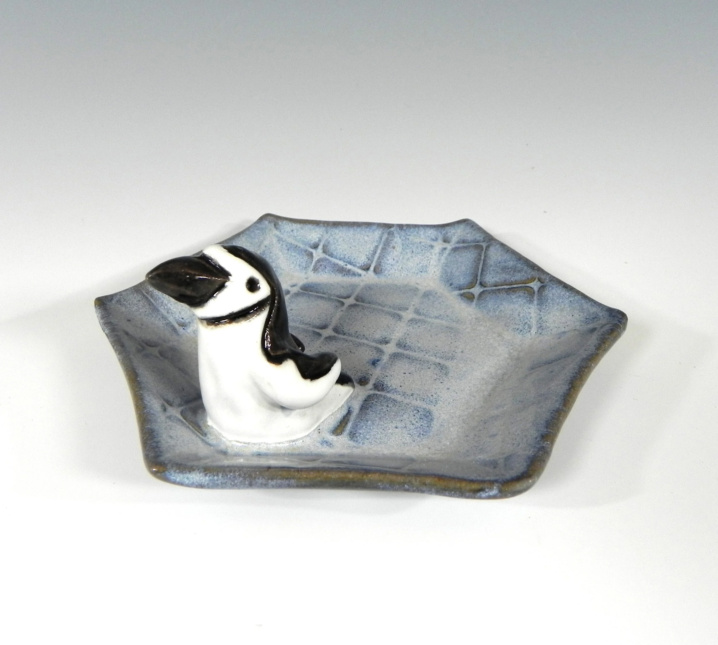 Small Soap Tray with Penguin Figurine