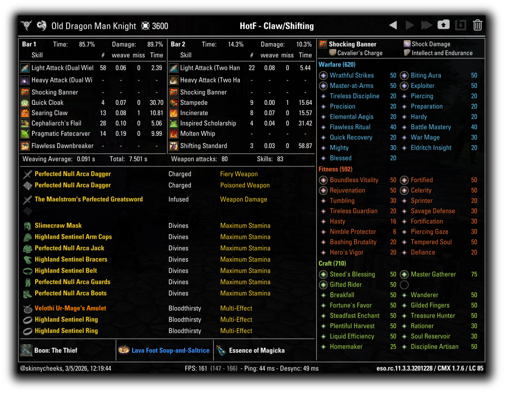 Aedric - Pragmatic / Molten+Claw Setup