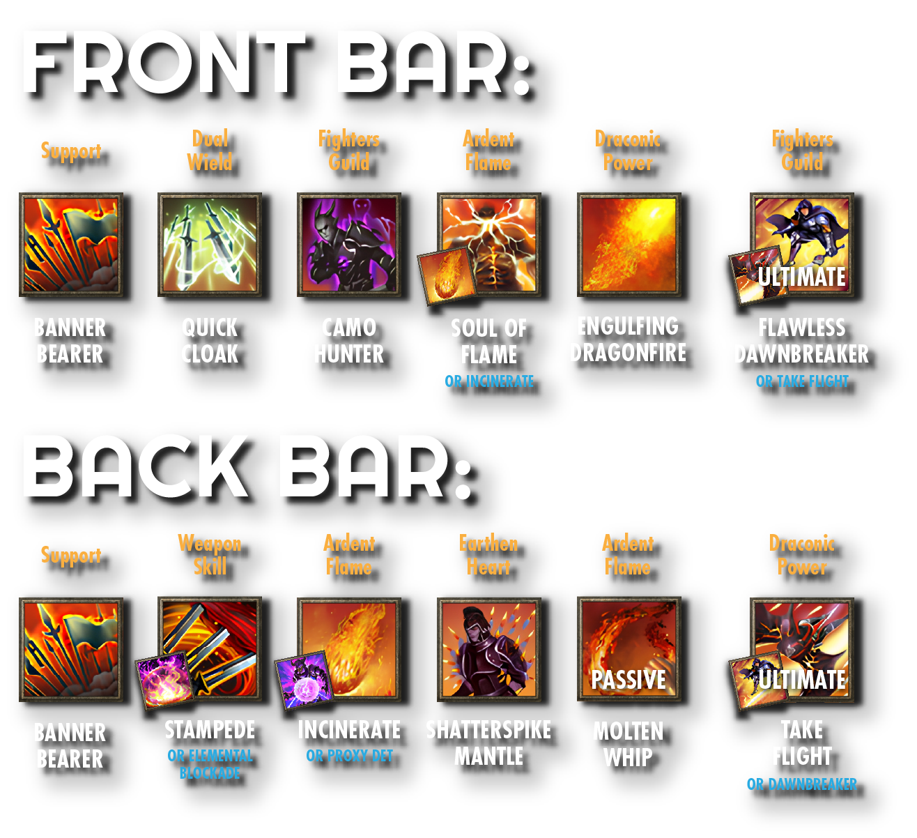 AoE Trash Skill Example - If running Proxy Det, drop Soul of Flame and slot Incinerate on the front bar