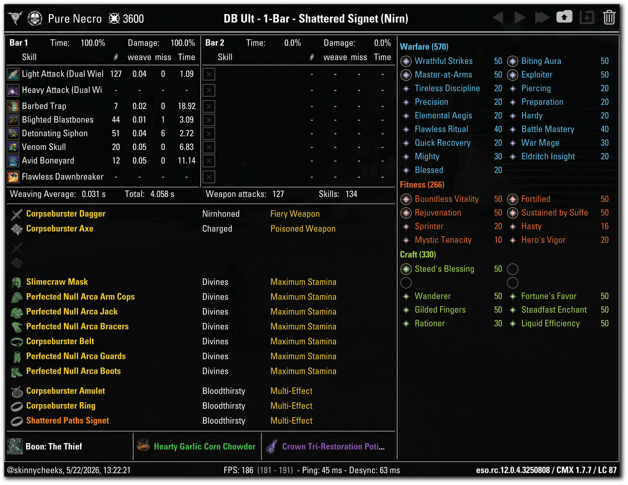 1 Bar Setup (Dummy provides Brutality, you'll need a source elsewhere)