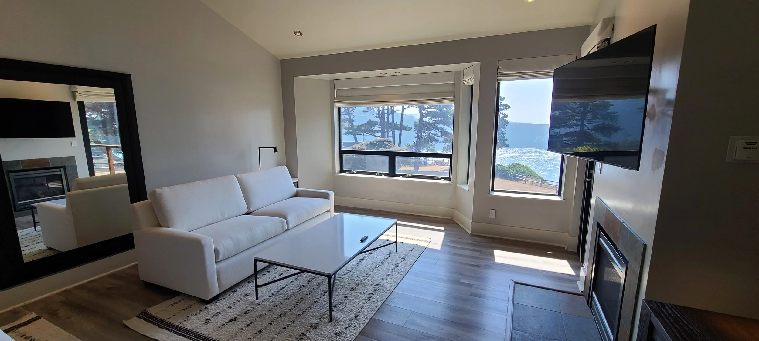 Lodging with sitting area and fireplace at Heritage House Resort & Spa in Mendocino, California