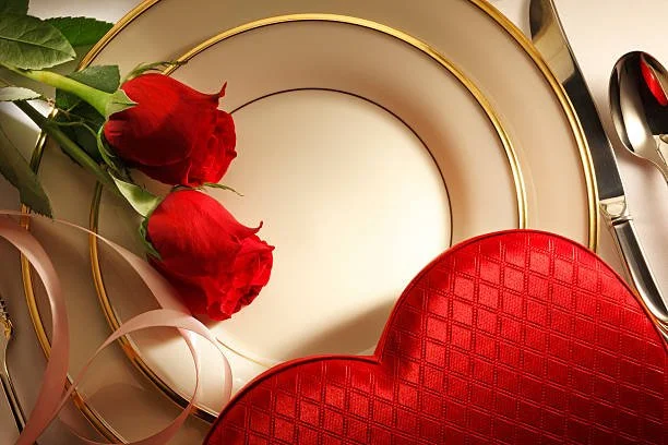 Valentine's dinner table setting