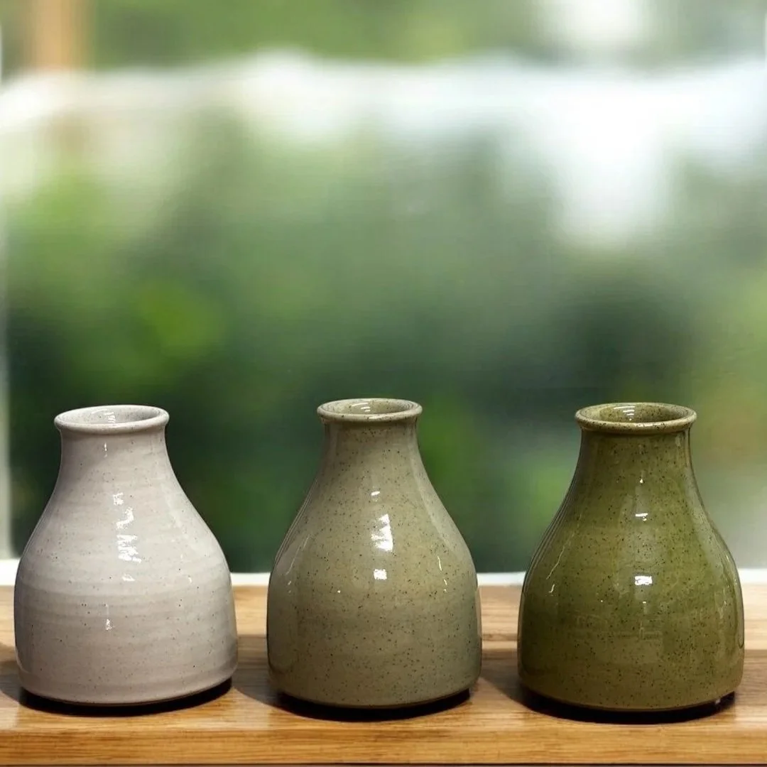 small handmade stoneware bottle vase made in nsw