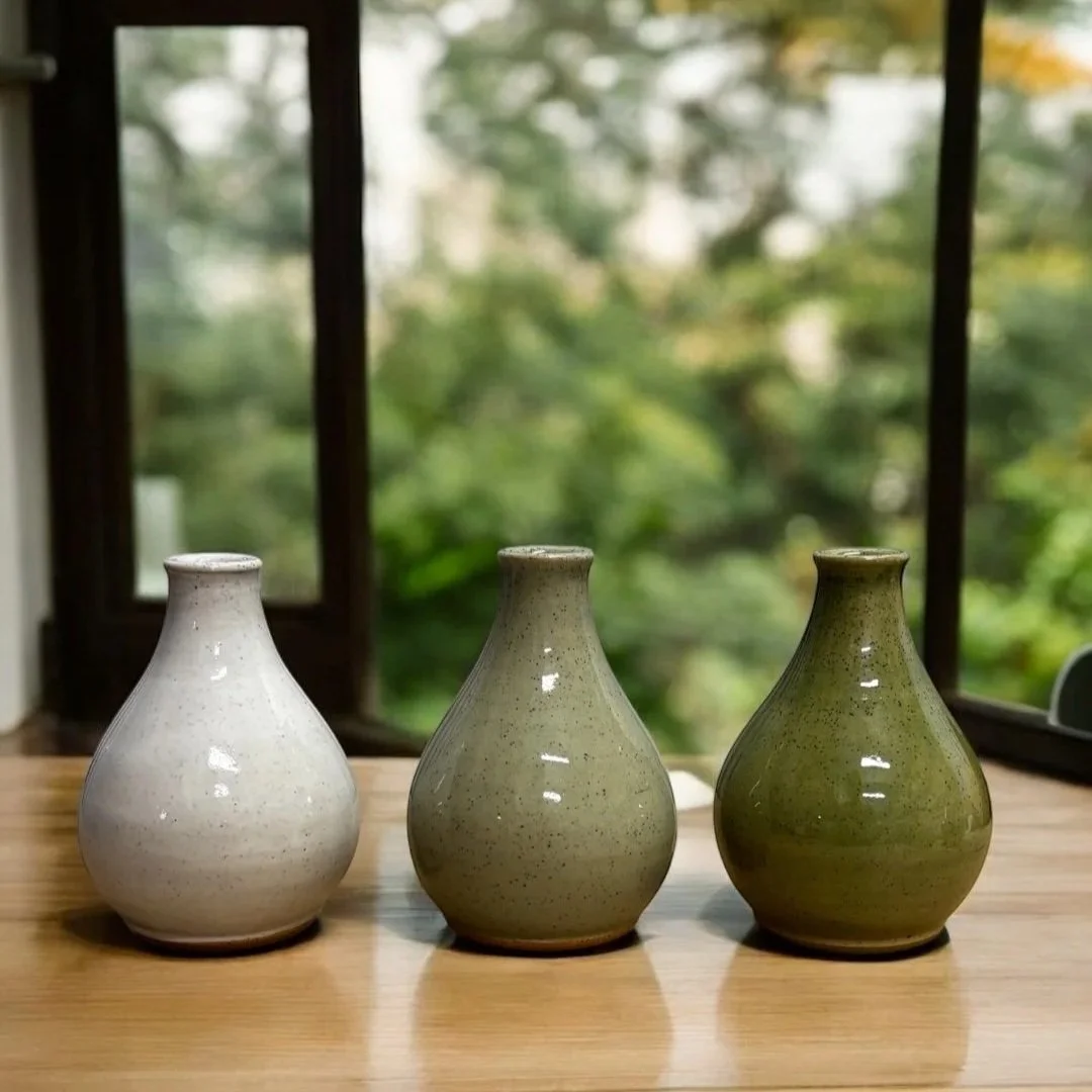 small handmade stoneware bud vase