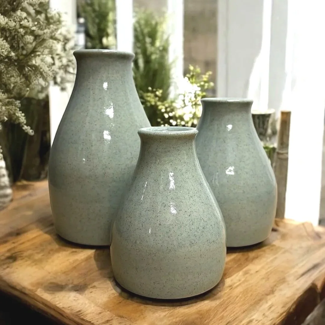 small handmade stoneware bottle vase made in nsw