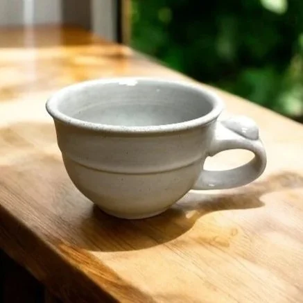 Handmade ceramic tea cups, wheel-thrown functional pottery set made in Australia