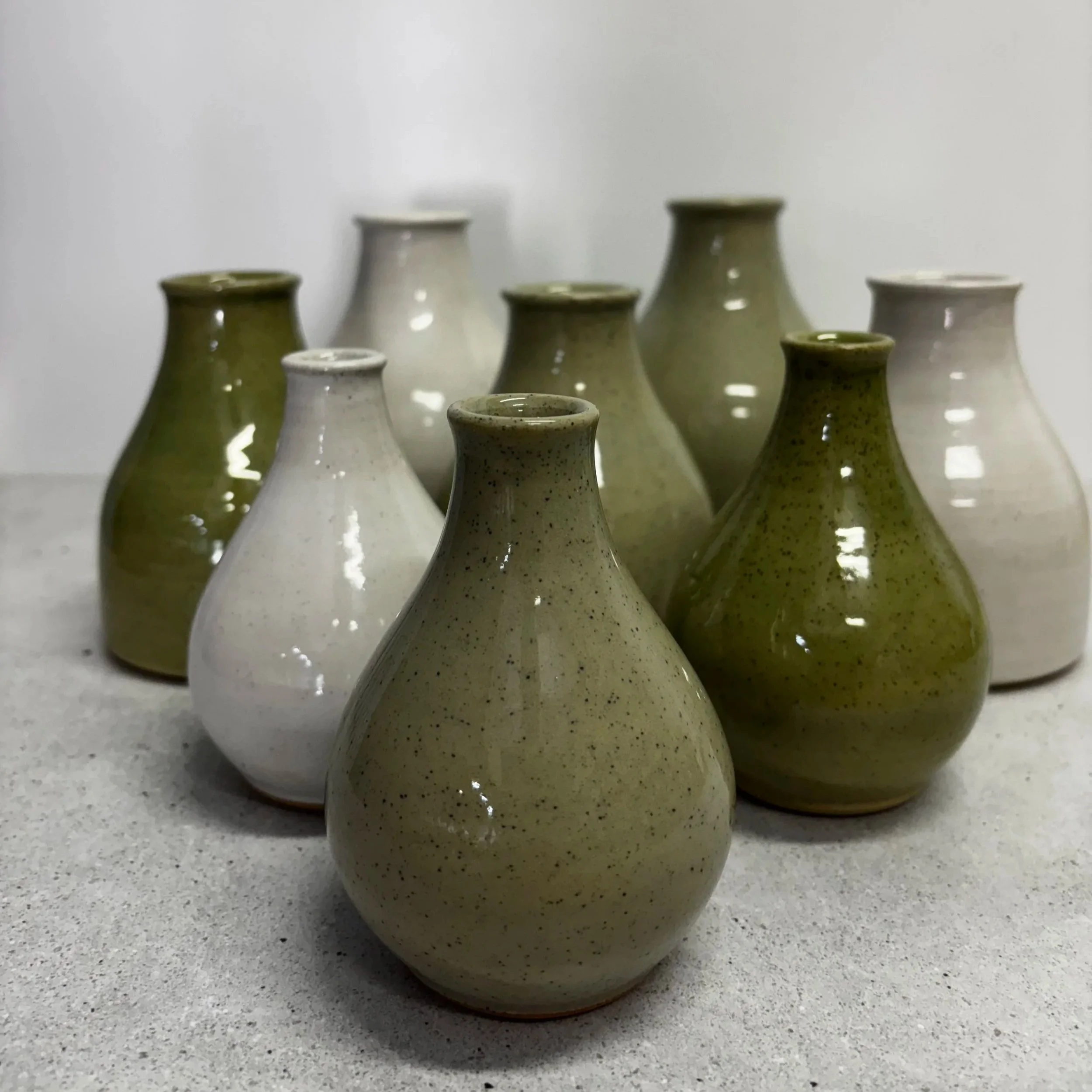 small handmade artisan stoneware bud vase with bottle vases