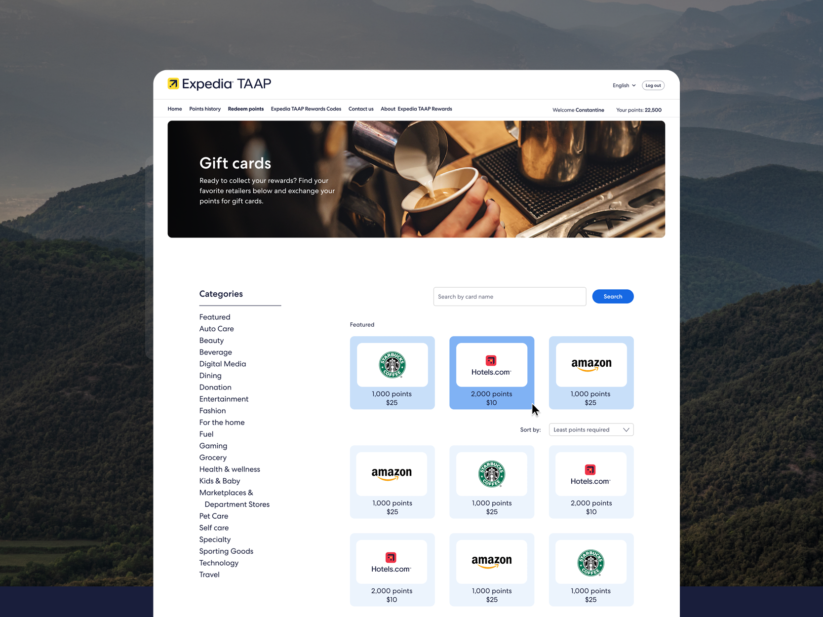 Expedia TAAP Rewards Site