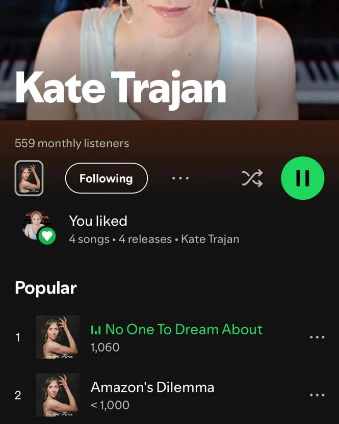 Did all my friends leave No One To Dream About on repeat last night? 🧐

It broke the 1000 streams barrier! 
💫🎶💥
My first song to get into official counting numbers. I&rsquo;m already planning what to spend my $0.02 royalties income on. 
💰
Thanks