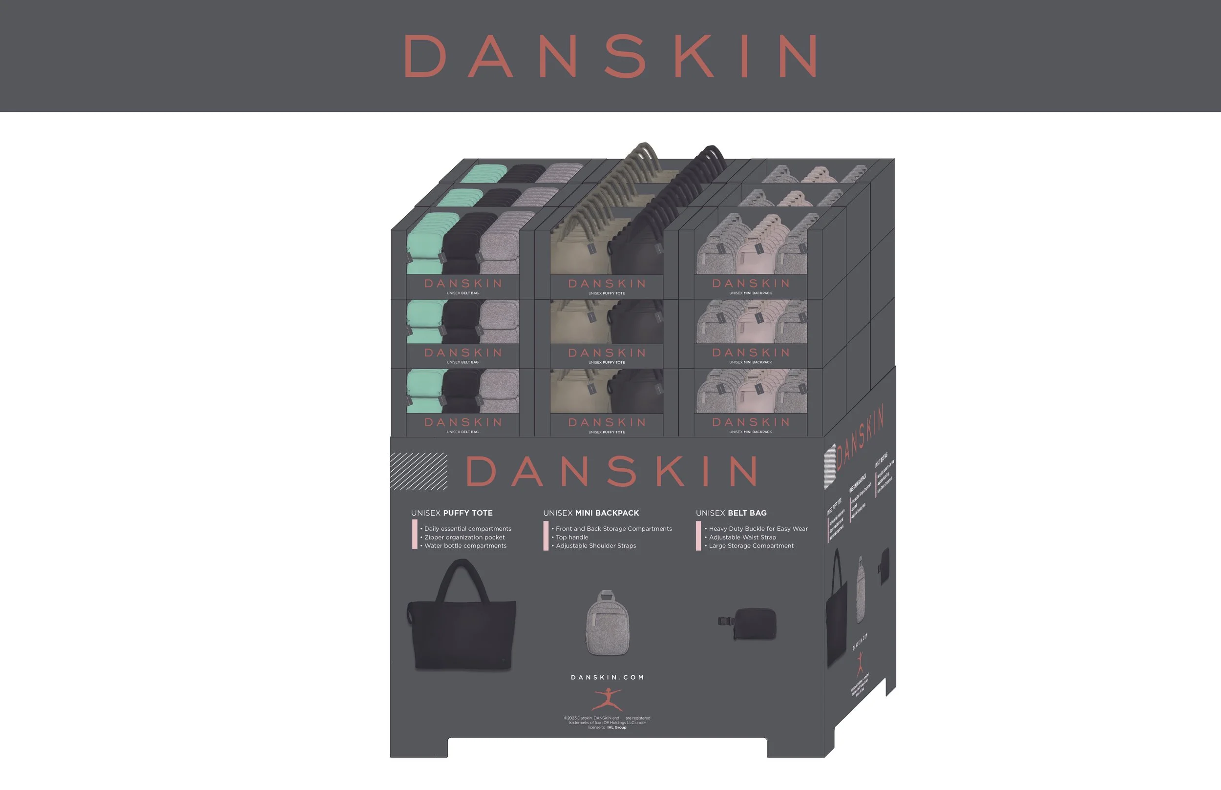 Danskin hand bag PDQ for BJ's