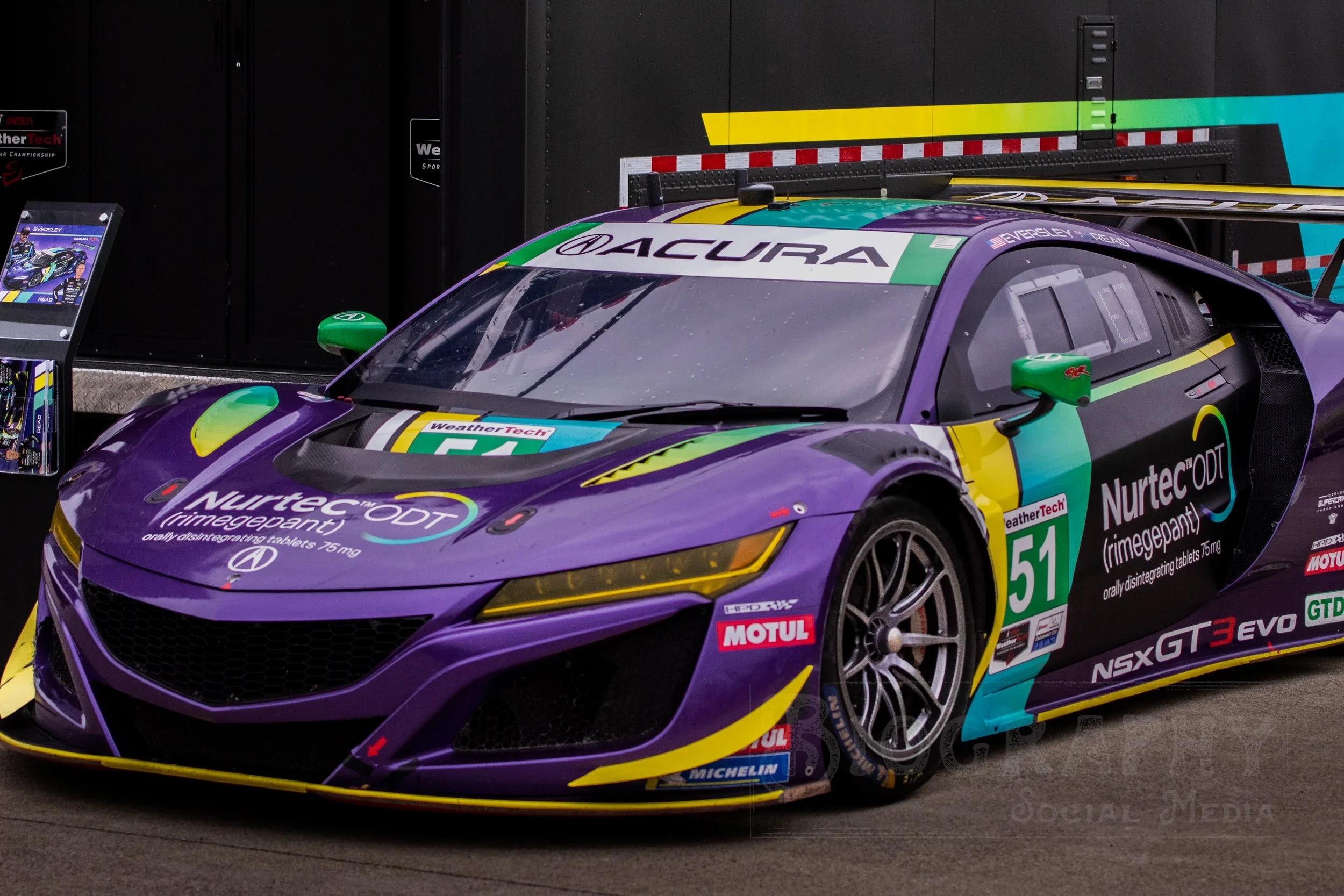 Meyer Shank Acura sportscar racing car at the 2022 Detroit Grand Prix on Belle Isle