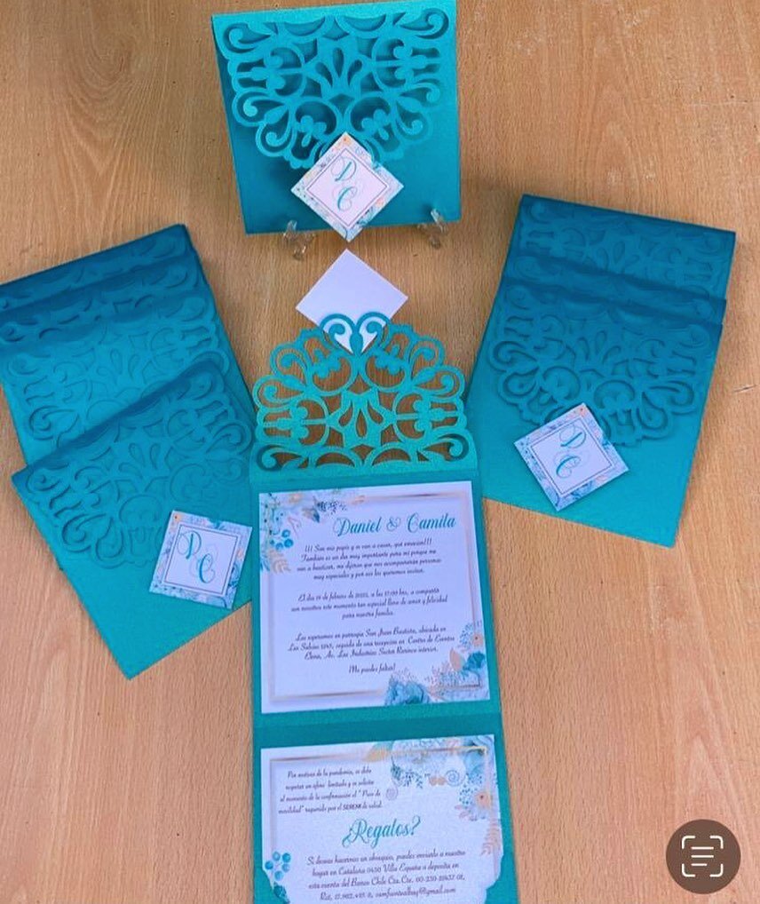 Invitaci&oacute;n Laura, turquesa&hellip; elegante &amp; llena de detalles!! #invitaciones #weddingcards #partesdematrimonio