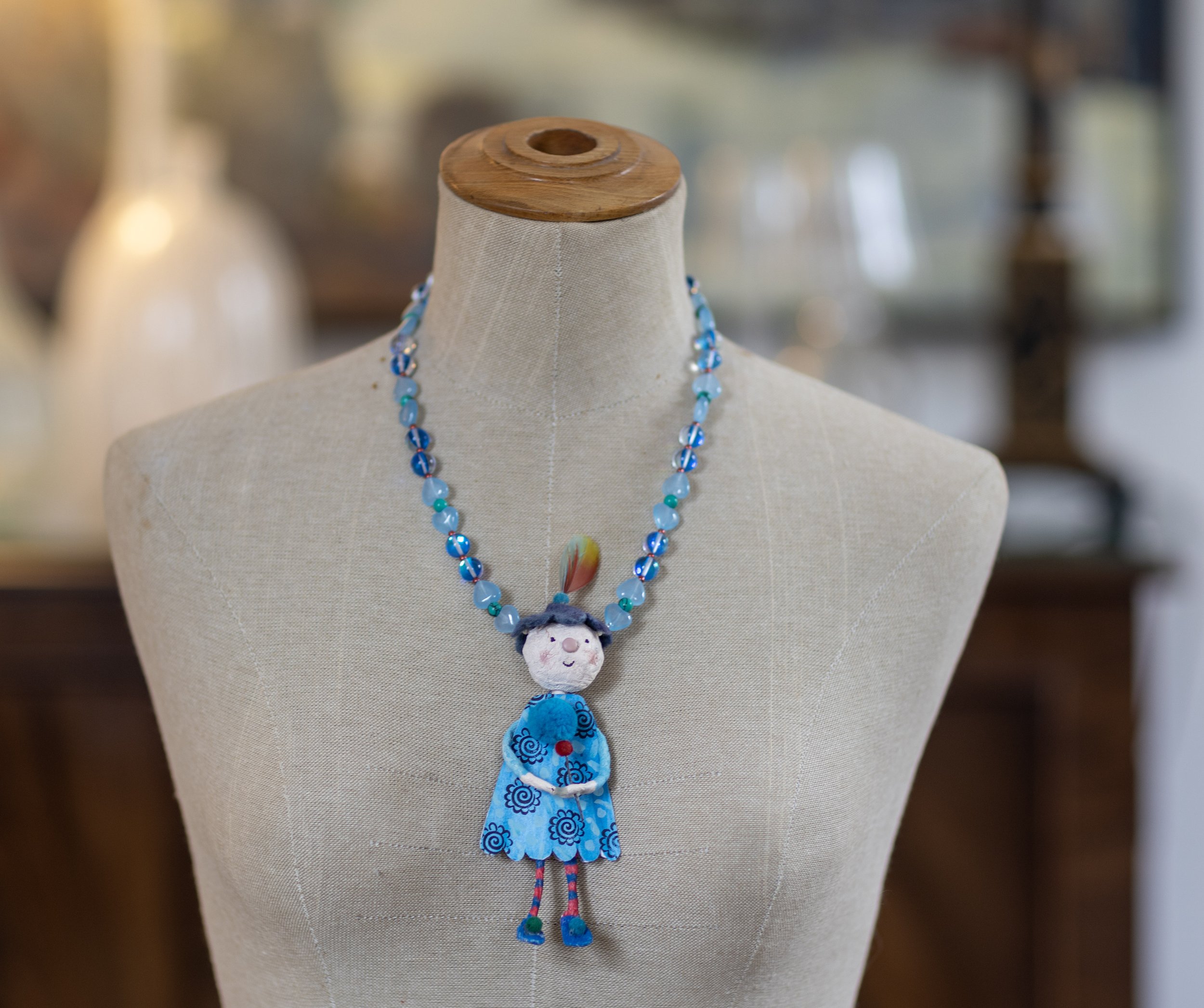 Blue Papier Girl Necklace