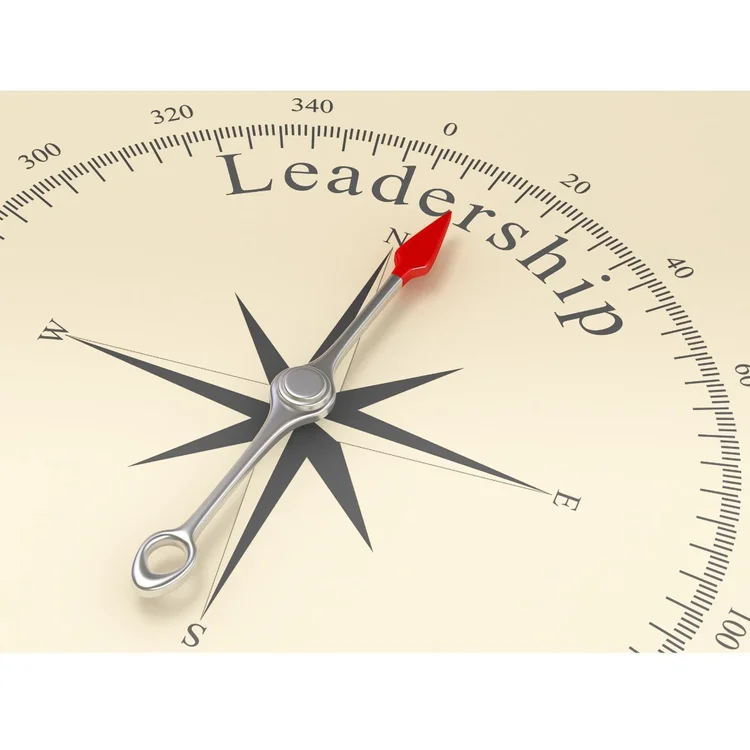 Compass pointing toward leadership