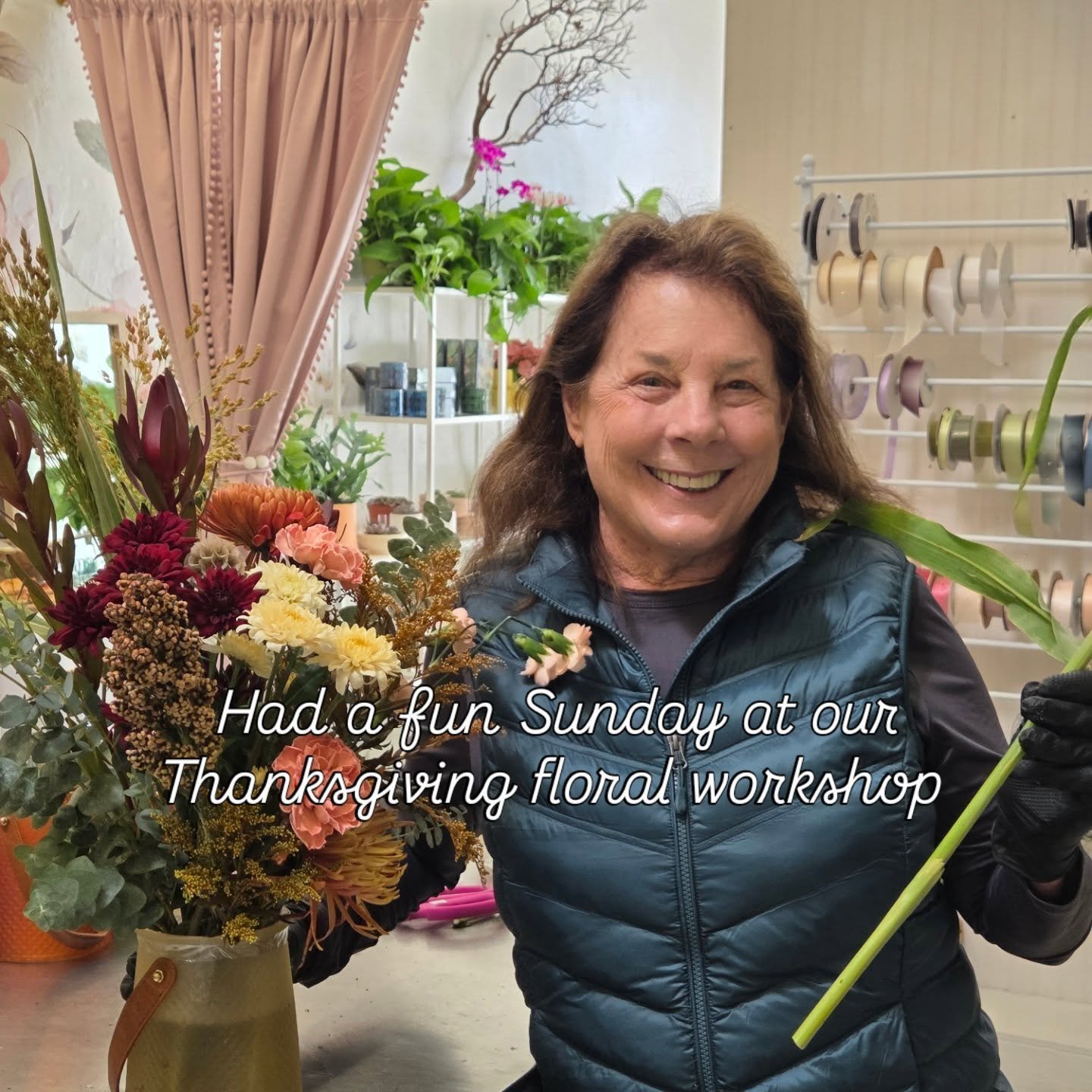 We had a fun day Sunday at our Thanksgiving floral design workshop. Be on the lookout out if our wreath design class coming up Dec 7!