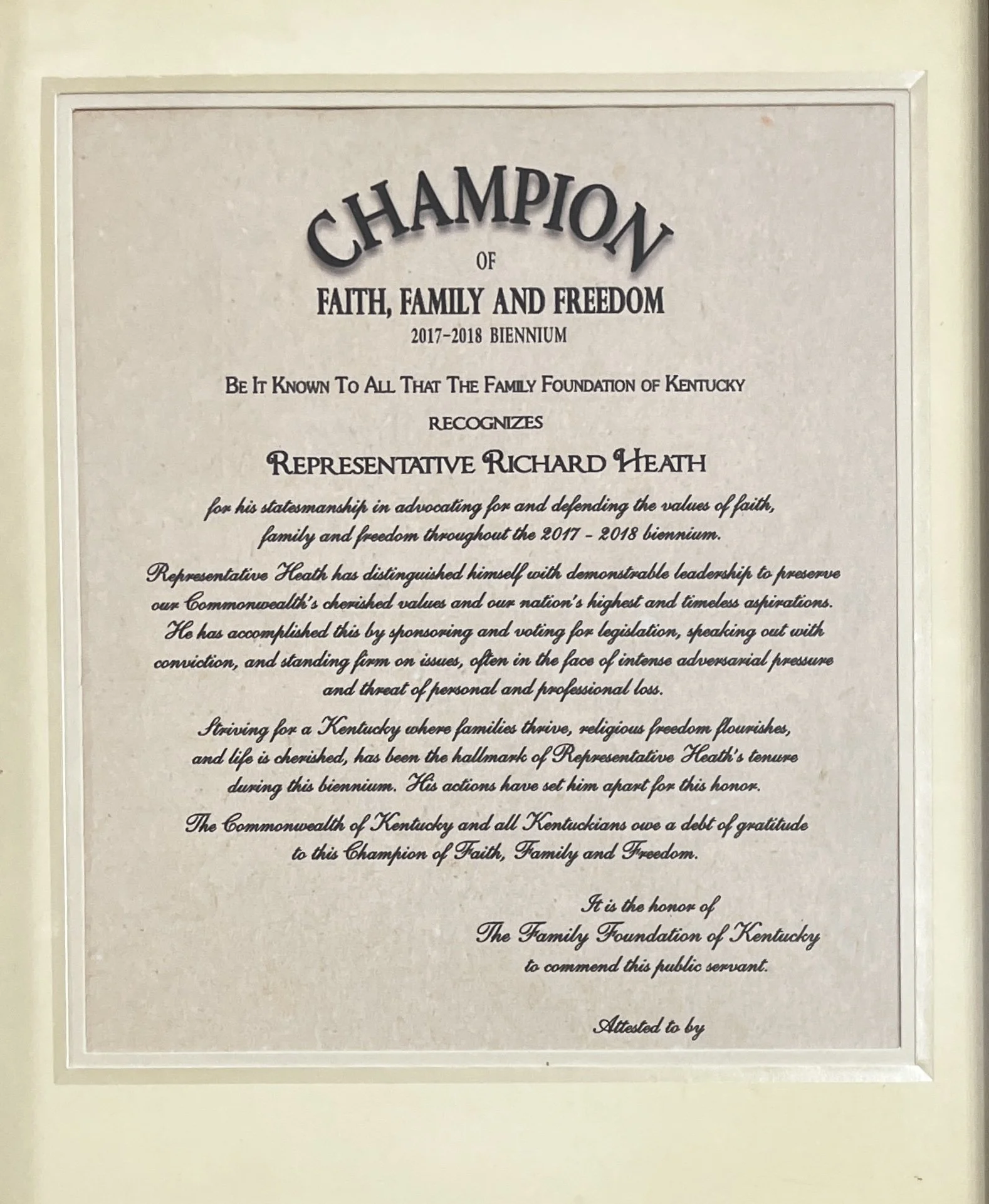 Champion of Faith, Family, And Freedom