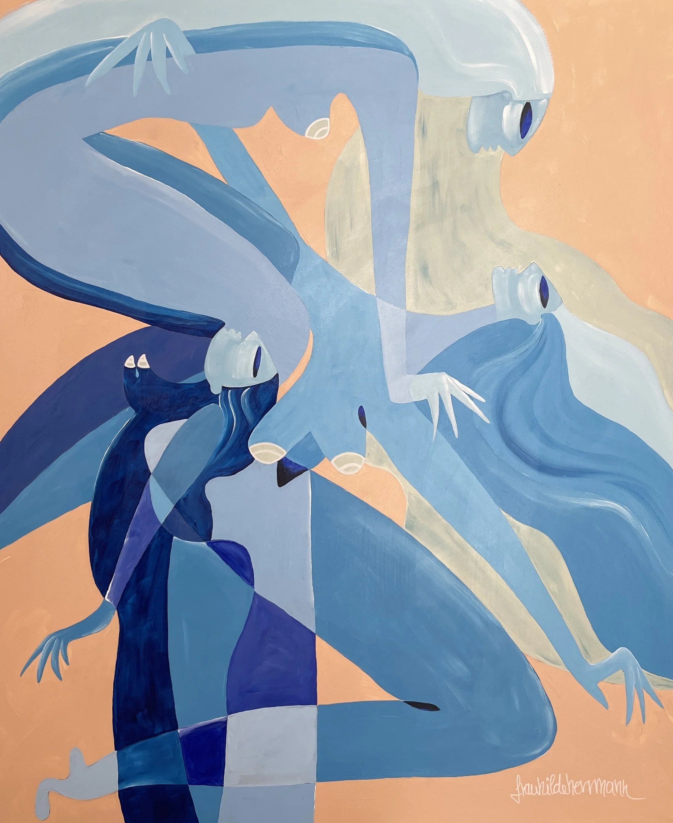 "Into the blue", 100x120cm, acrylic on canvas, 980€