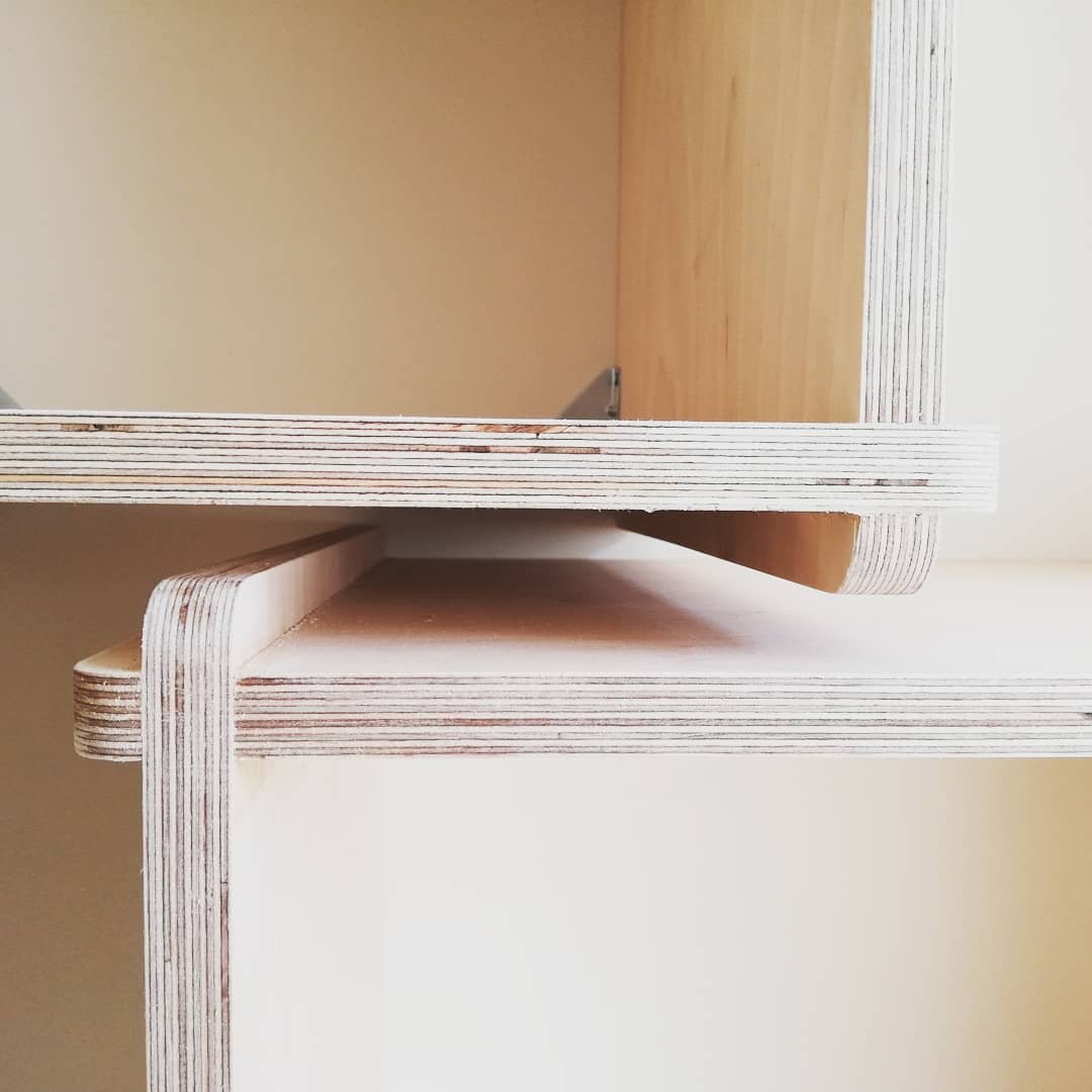 AD Designs bespoke plywood box shelves joint detail