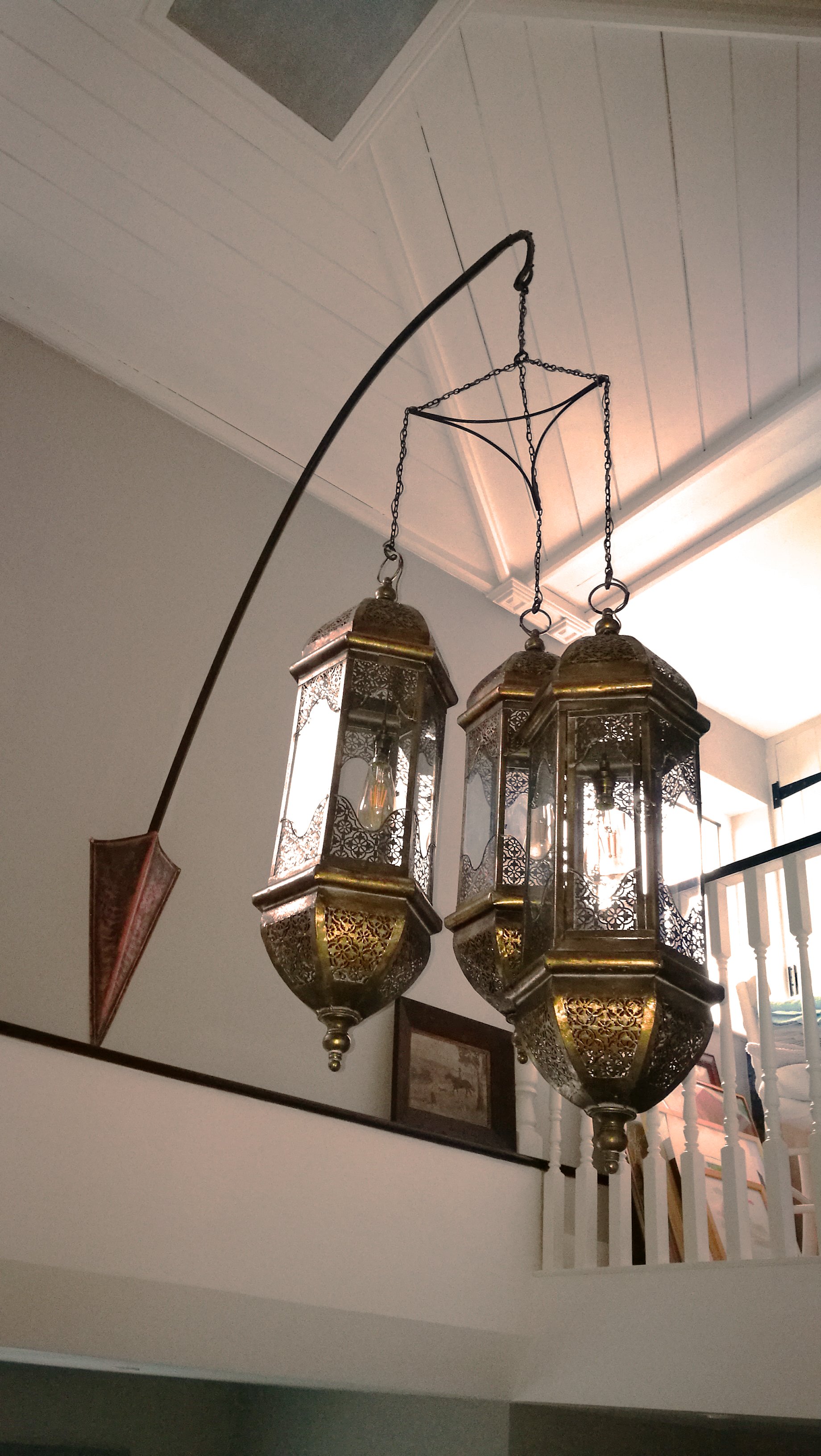 antique copper and forged steel lantern bracket