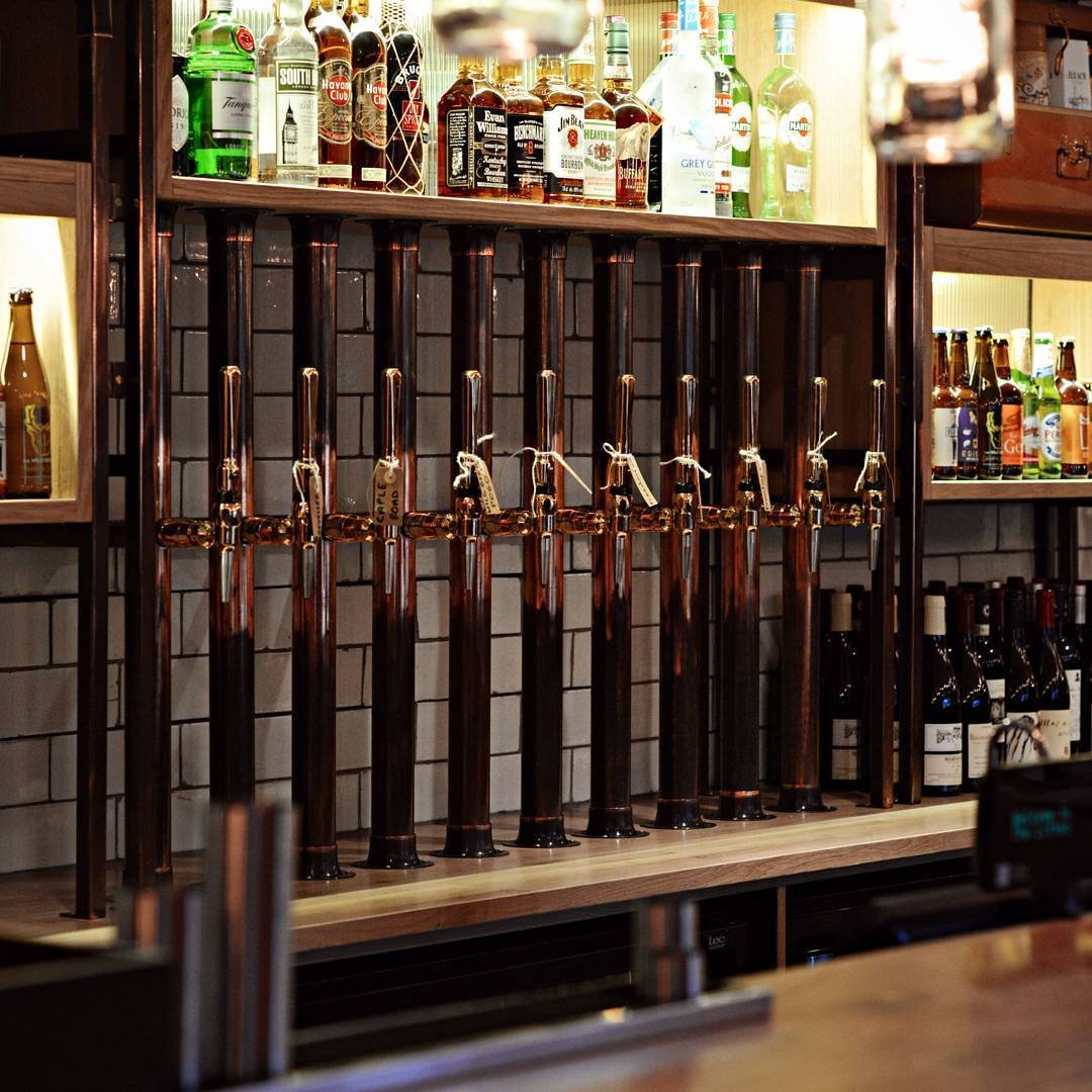 AD Designs bespoke aged patinated copper beer tap tubes with hand spun flanges
