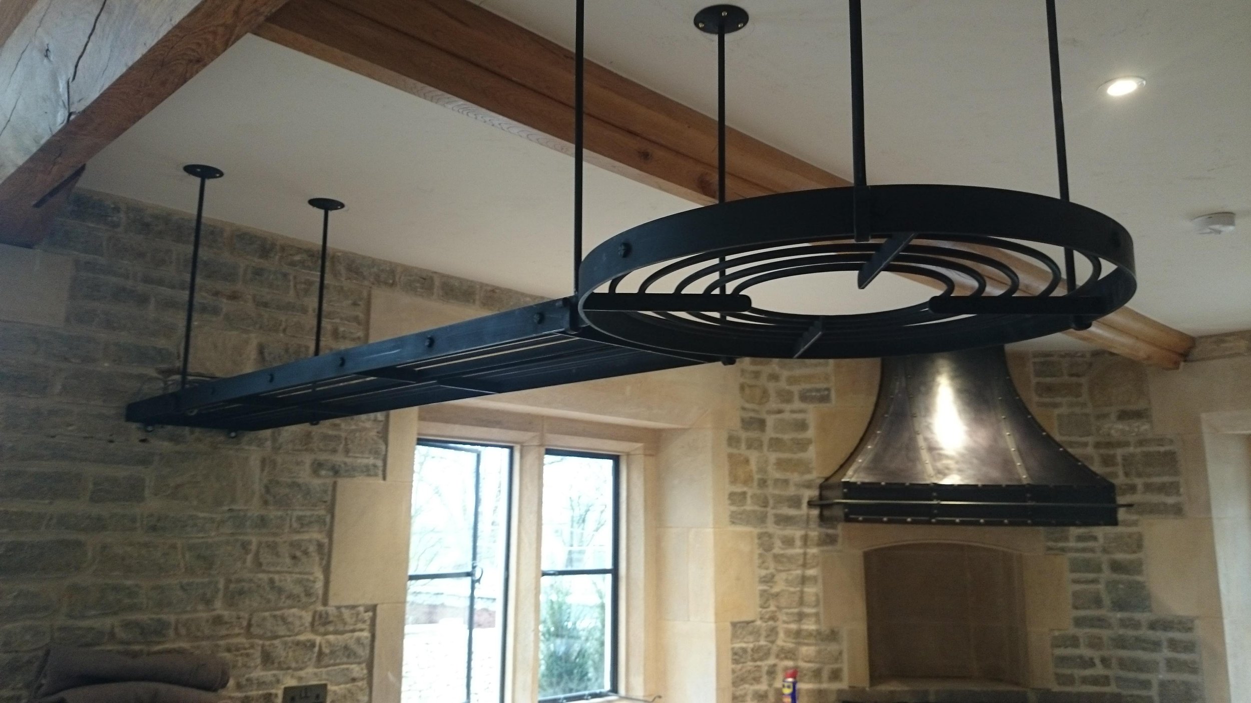 AD Designs hand forged and fabricated bespoke kitchen pot rack