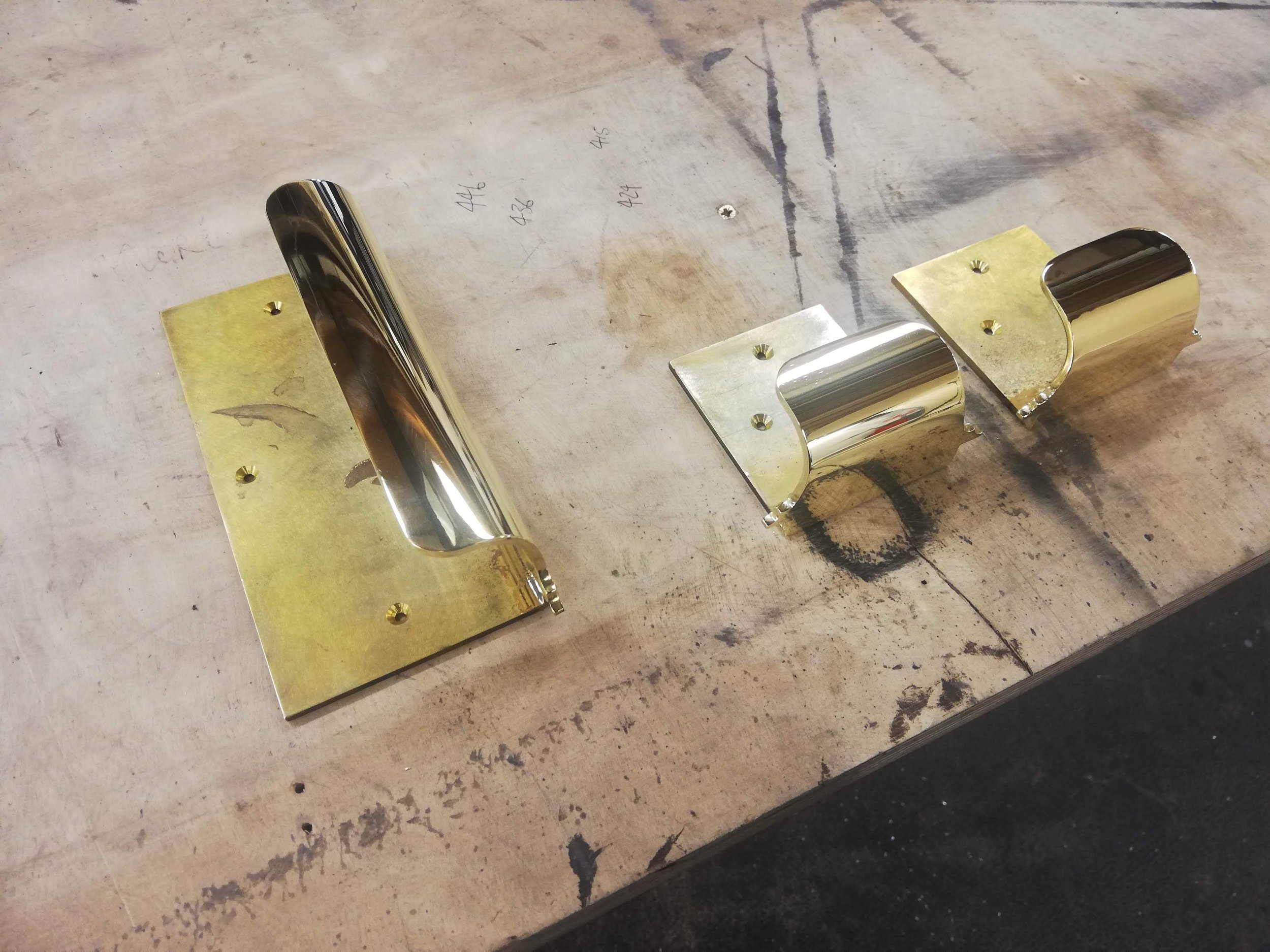 AD Designs bespoke polished brass pull handles