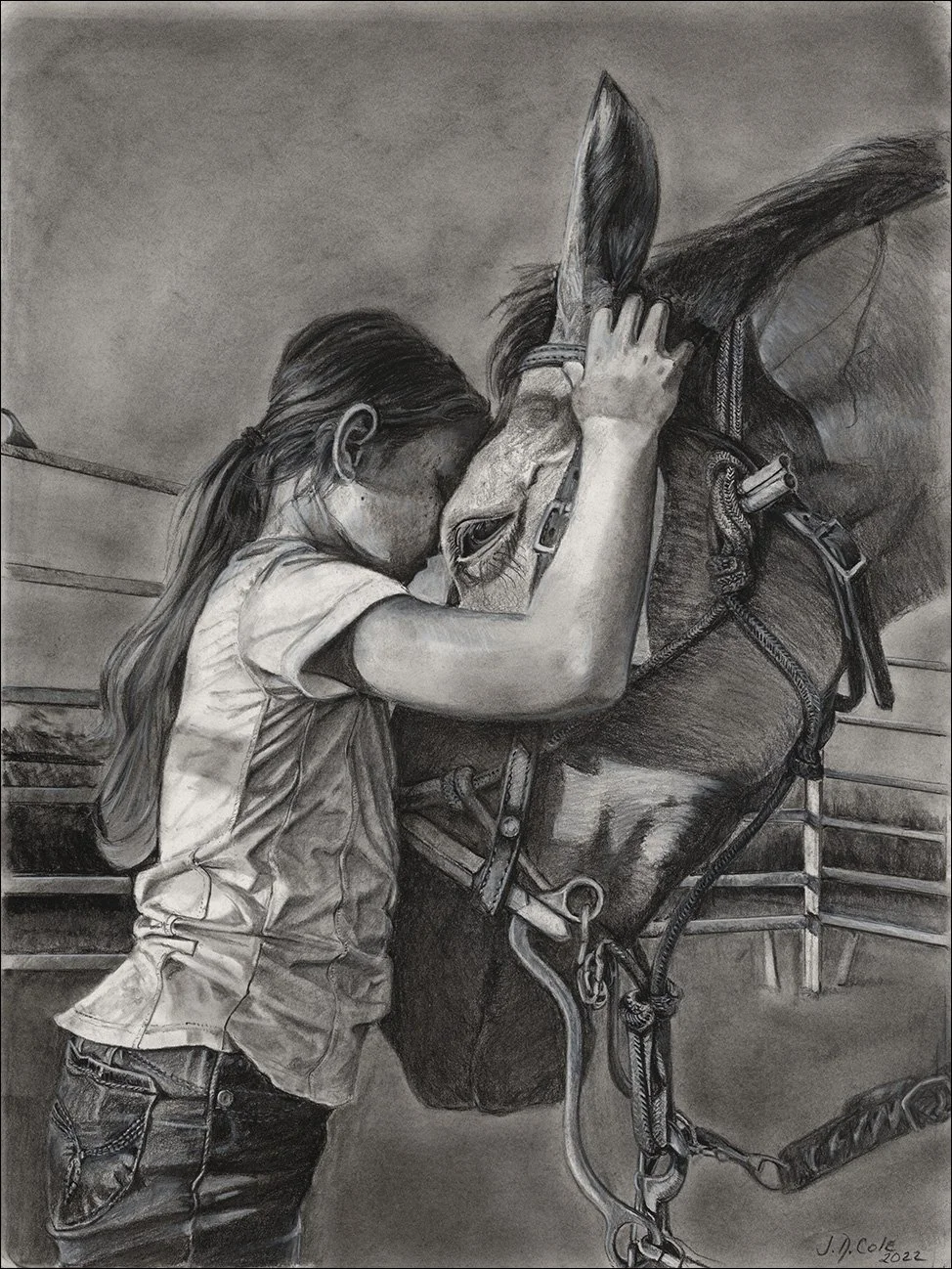 KINDRED SPIRITS,
28" x 22" framed,
Charcoal,
Available......To inquire please contact Emily at emily@galleryatbowiehouse.com