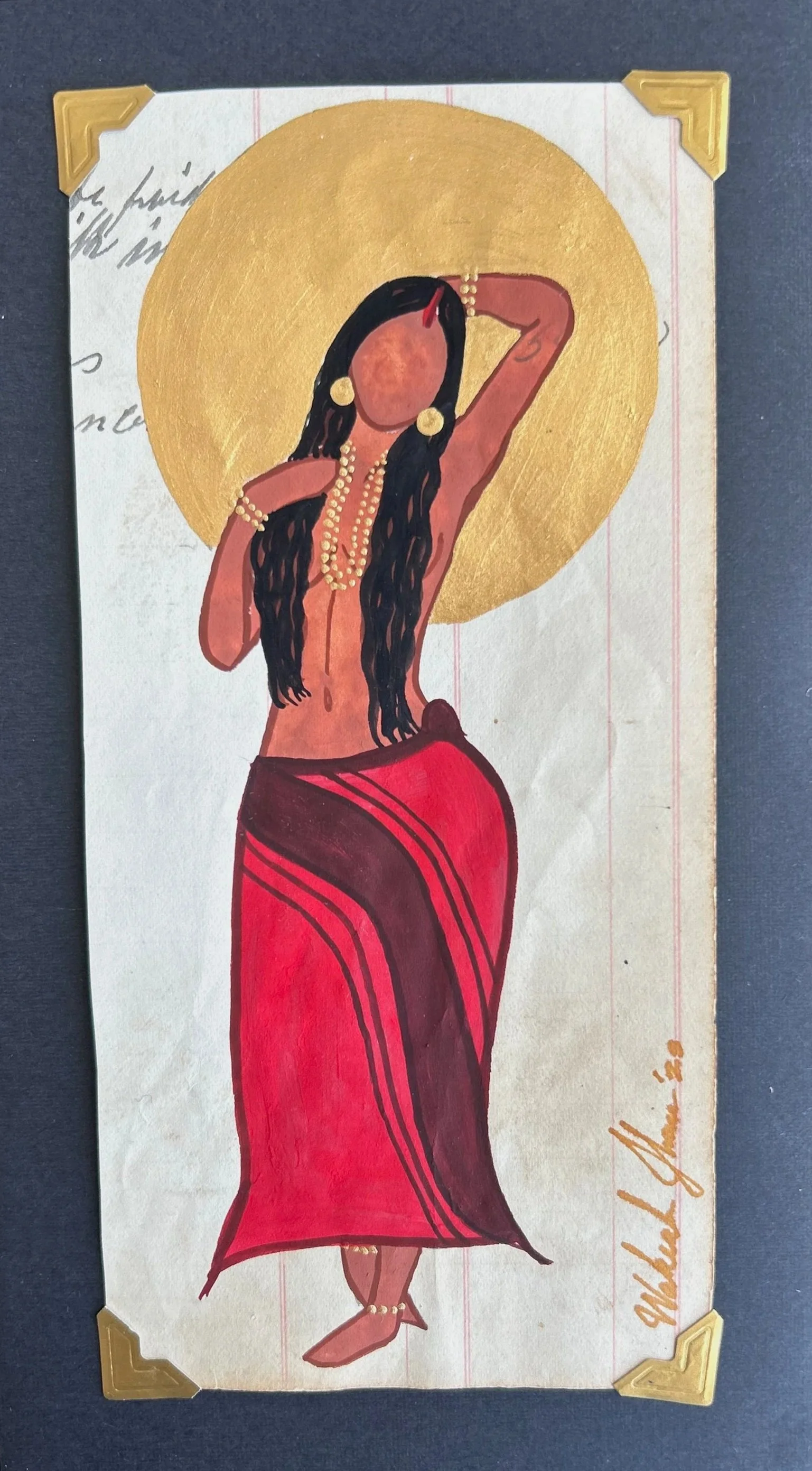 “First Light” (2025) is the newest edition in this collection. The artist - Wakeah Jhane - is currently featured at Santa Fe Indian Market in Santa Fe, New Mexico (April 14-18, 2025) as a self taught. Ledger artist. The incomparable Wakeah won fir