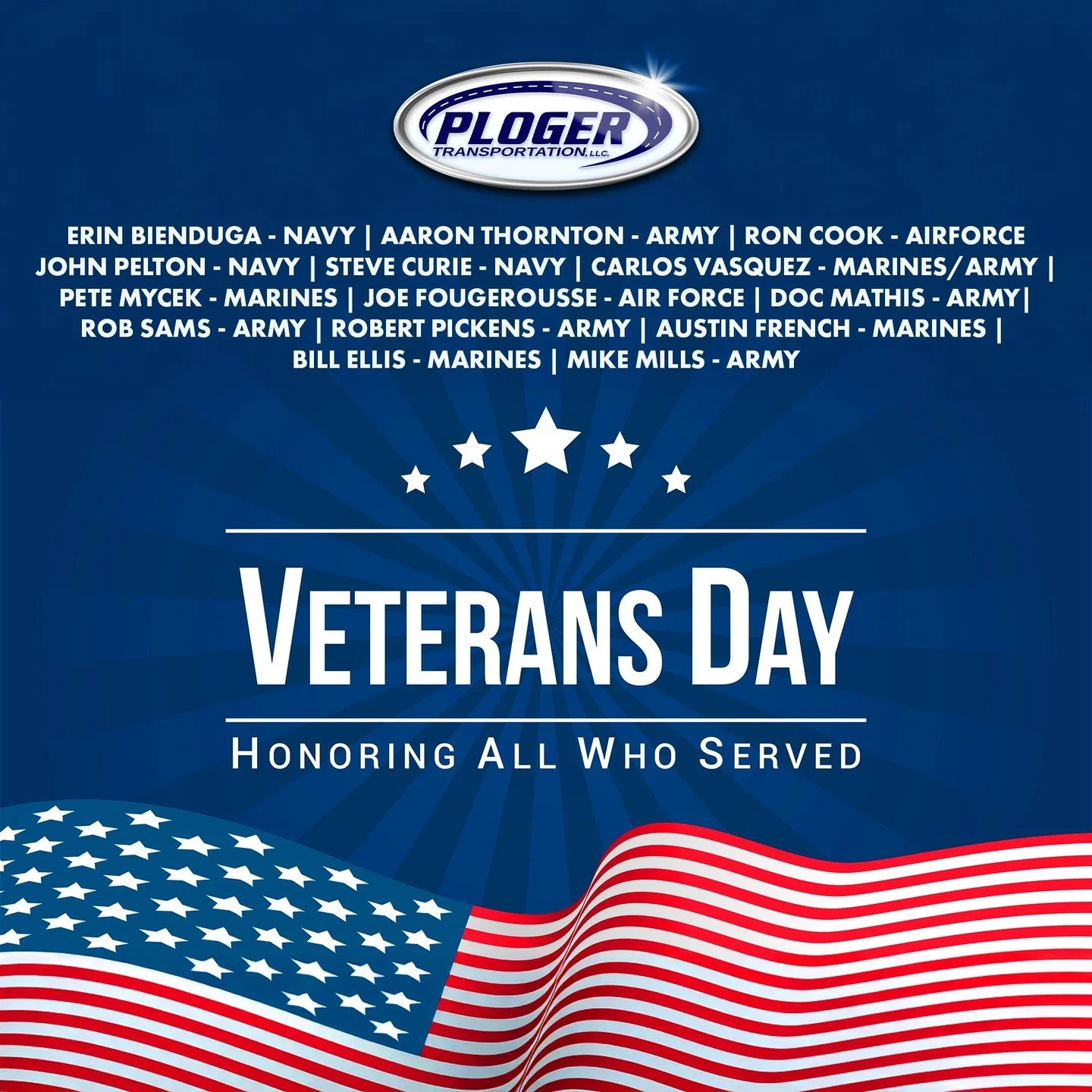 🇺🇸 𝐒𝐚𝐥𝐮𝐭𝐢𝐧𝐠 𝐎𝐮𝐫 𝐏𝐥𝐨𝐠𝐞𝐫 𝐇𝐞𝐫𝐨𝐞𝐬 𝐓𝐡𝐢𝐬 𝐕𝐞𝐭𝐞𝐫𝐚𝐧𝐬 𝐃𝐚𝐲! 🇺🇸 

Happy Veterans Day! Today, we pause to extend our deepest gratitude and respect to all the brave men and women who have served our nation.

We want to giv