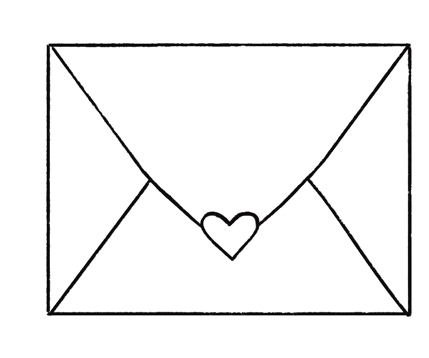 Geometric drawing of an outline square with sections divided by vertical, horizontal, and half circle lines.
