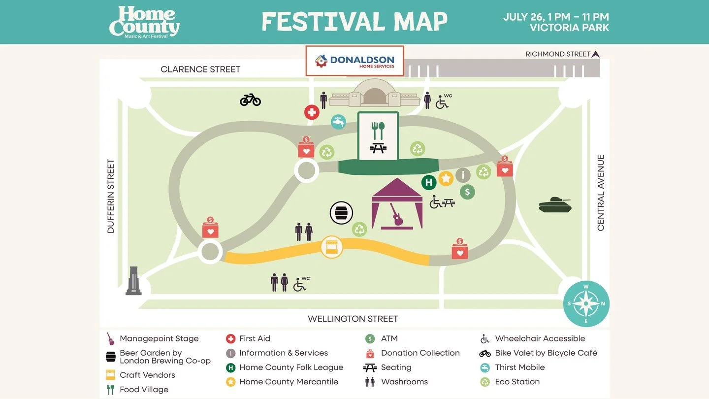 Your weekend starts here! 📍

Check out the 2025 Home County Music &amp; Art Festival map to find your favourite vendors, stages, and spaces to relax. 

See you in the park! 🌳🎵 #ThisIsHomeCounty #HomeCounty2025 #DonaldsonHomeServices