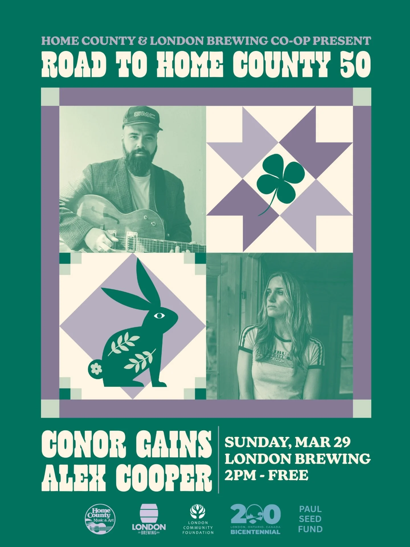 The #RoadToHomeCounty50 continues on Sunday, March 29!
@conorgains and @songsbyal will perform at @londonbrewingca 

The show is free and starts at 2pm, so come early!

.
The Road to Home County concert series is made possible by London Community Fou