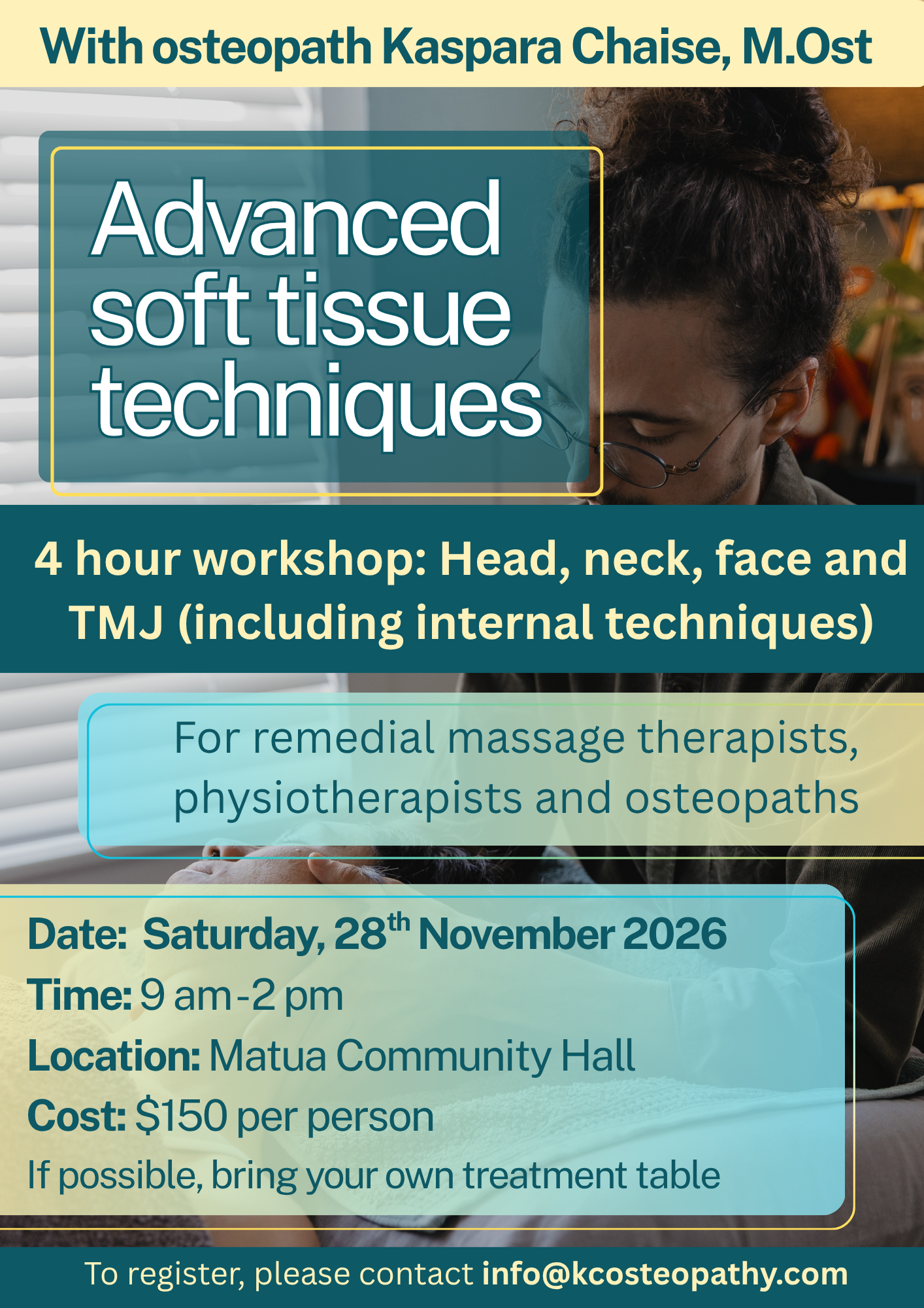 Advanced soft tissue techniques for the head, neck and TMJ - 4 hour workshop