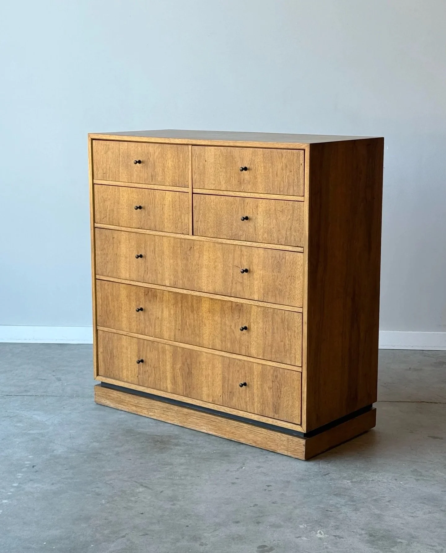 SOLD ~ Mid-century seven drawer highboy by Drexel. This piece is a part of Drexel&rsquo;s &lsquo;Index&rsquo; line. 

Made from walnut wood with incredible woodgrain throughout the entire piece. If you&rsquo;re in the market for a piece with great st