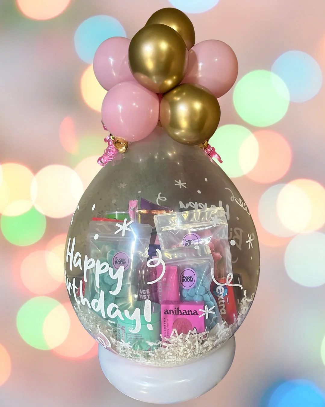 Adding a little pop to your gift giving 🎈✨

Delicious goodies in this latest one 🤤

Simply provide the goodies, and I&rsquo;ll create a gorgeous stuffed balloon surprise for any occasion &mdash; baby showers, milestones, birthdays, graduations, ann
