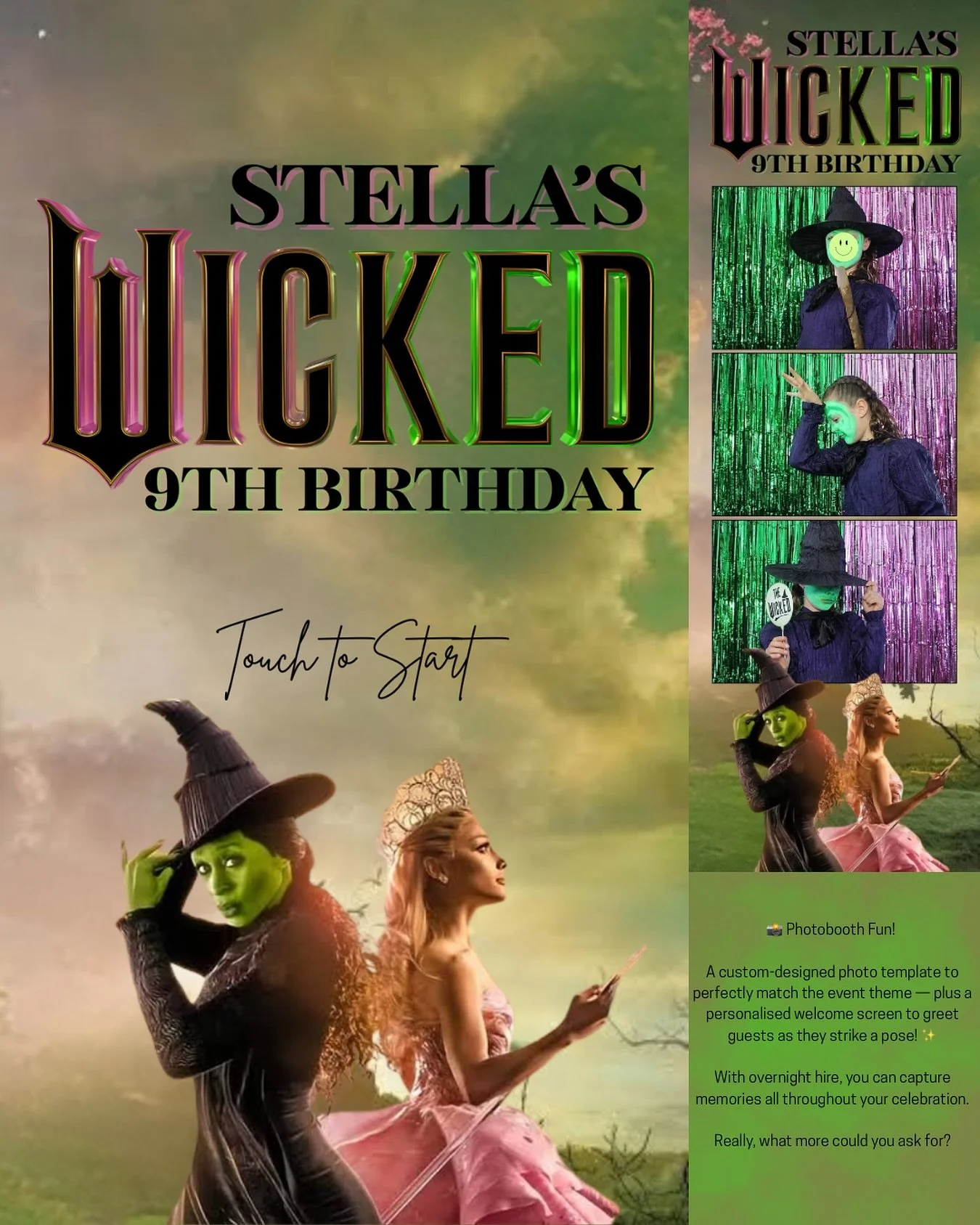 MKT Photo Booth 📸

What a truly magical celebration! 🪄🔮

Happy 9th Birthday to Stella &mdash; who marked the occasion Wicked style! 💚🩷🖤
From the electric costumes to the flying vibes, it was a spellbinding scene from start to finish.

A bold th