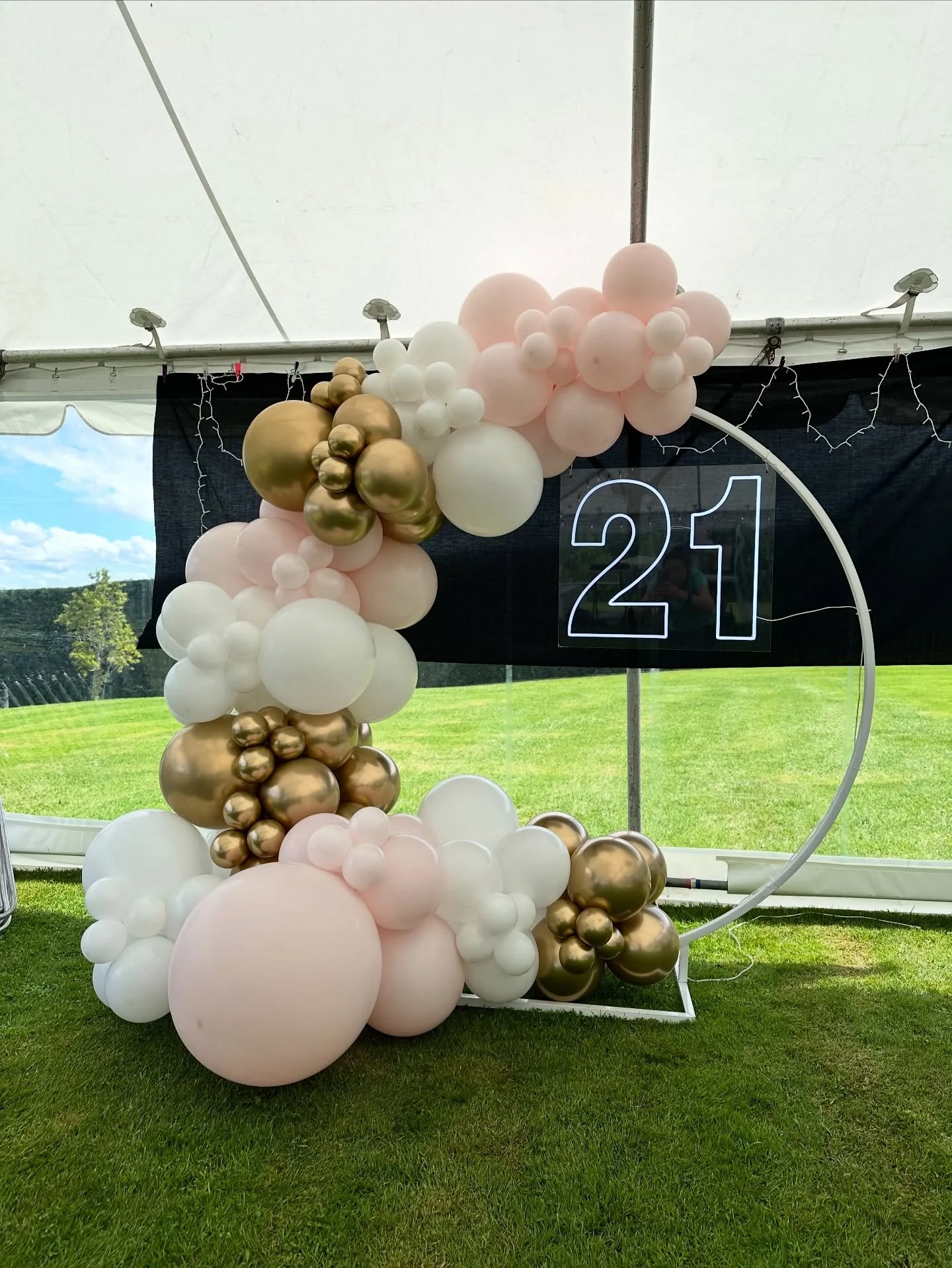 ✨ Pretty in Pink for a 21st ✨

Bringing back the pastel pinks, soft whites and luxe gold &mdash; with our glowing 21 neon light to set the vibe. 💕✨

Such a stunner couple days and hosted right at home in a beautiful marquee &mdash; proof you don&rsq
