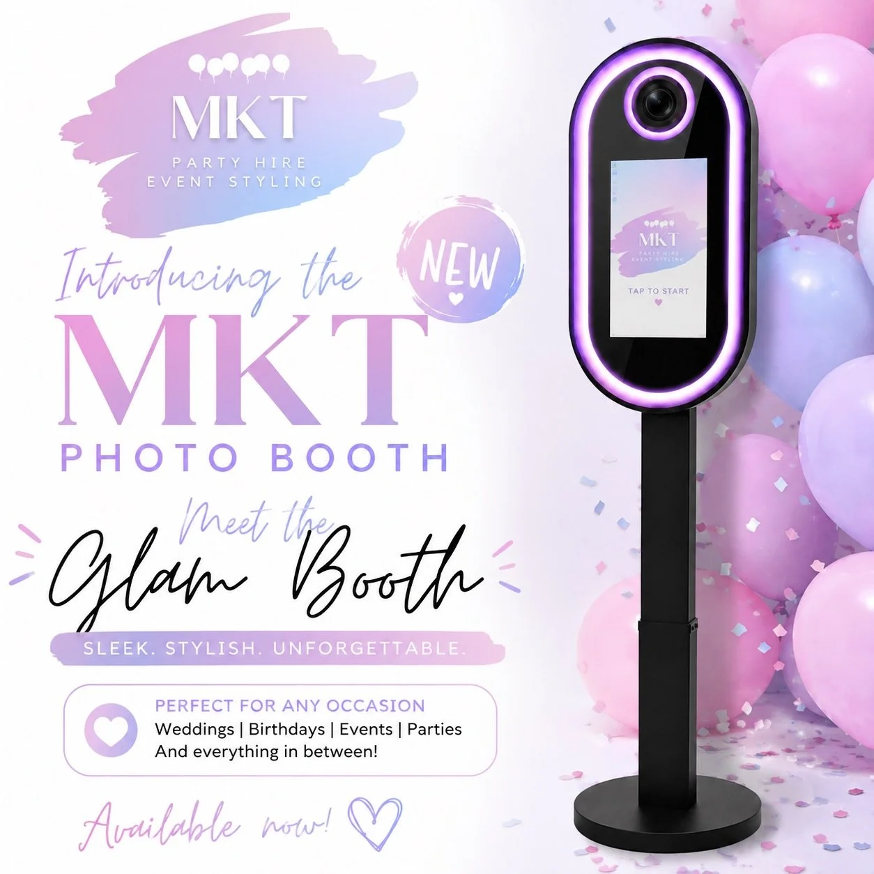 ✨ INTRODUCING THE GLAM BOOTH ✨

Meet the newest addition to the MKT Photo Booth range &mdash; the Glam Booth! 📸💖

Our Drop &amp; Leave service means we drop the booth off, set it up and leave you to enjoy it for the duration of your event &mdash; w