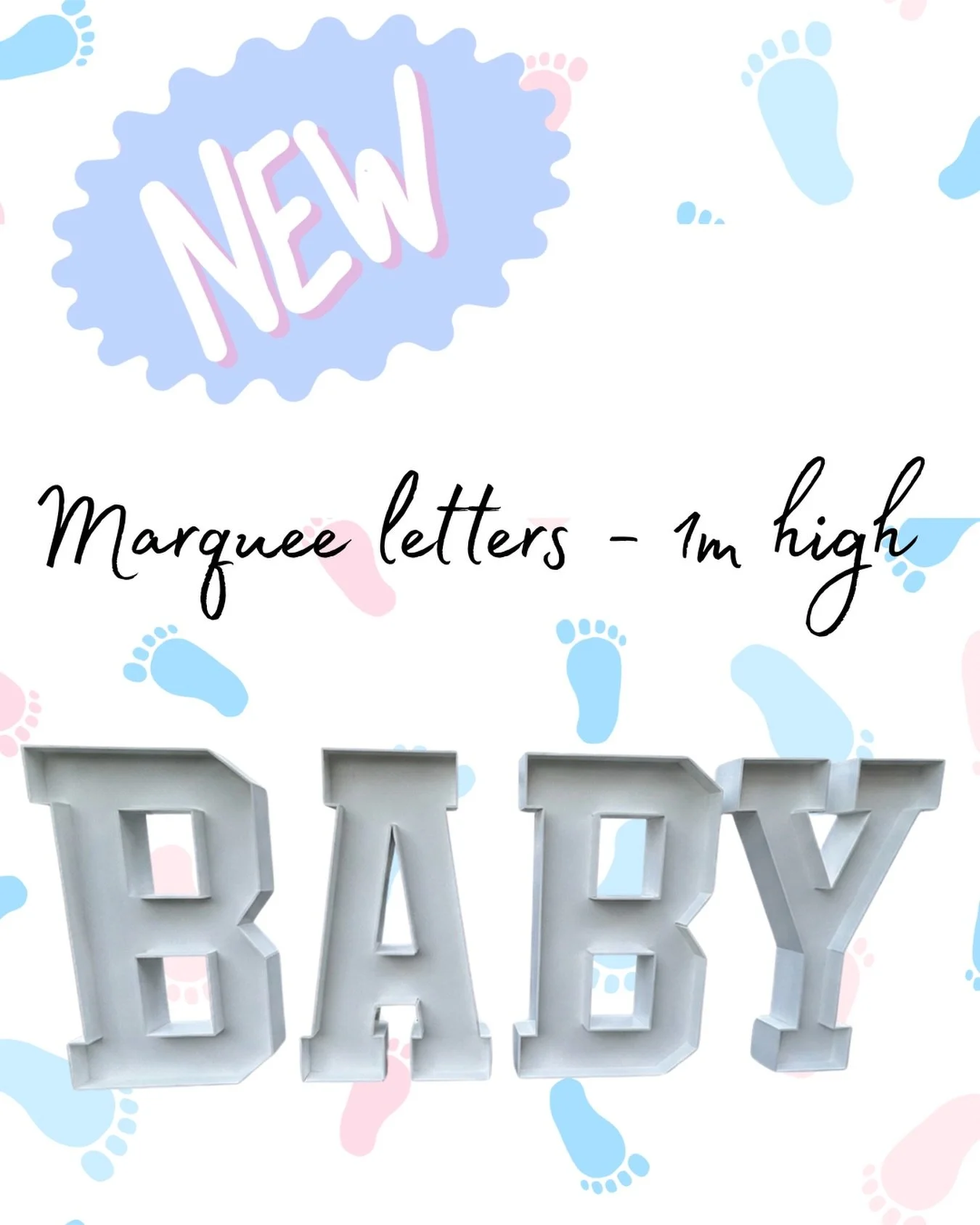 ✨ STRAIGHT OUT OF THE WORKSHOP ✨

Cut, built &amp; painted by the hands of MKT. 🤍
Made from wood, built to last

Our brand-new 1m tall marquee letters B A B Y are ready to make their debut!

Perfect for your next BABY SHOWER 🍼 or, if you&rsquo;re l