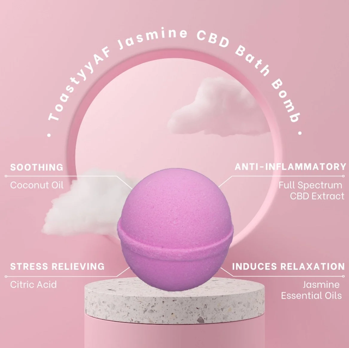 Toastyy Jasmine CBD Bath Bomb - $15.99 - "ELEGANJA" for 20% off
