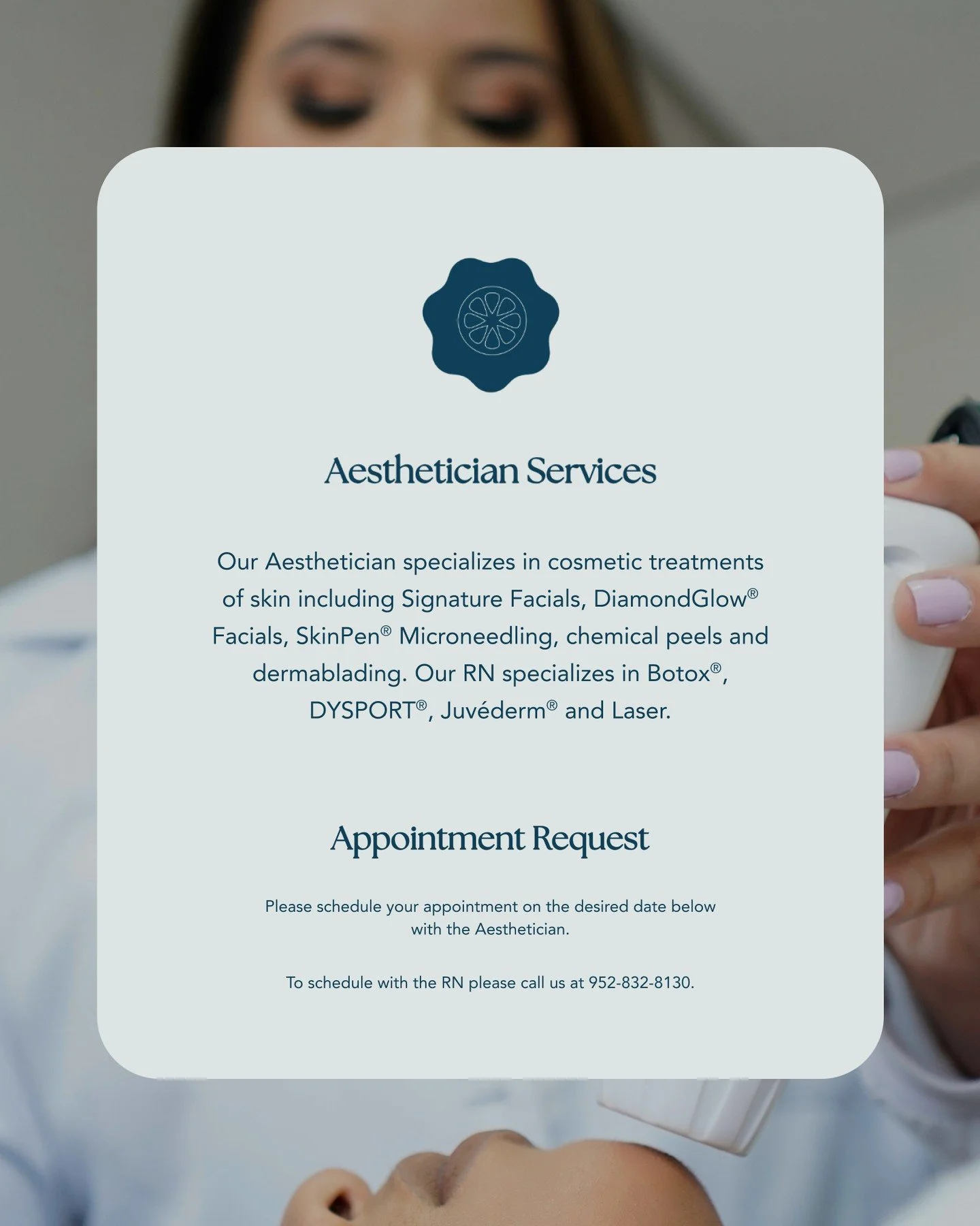 No two complexions are the same.
Our aestheticians tailor every treatment to your skin&rsquo;s needs and long-term goals.

Begin with a consultation.