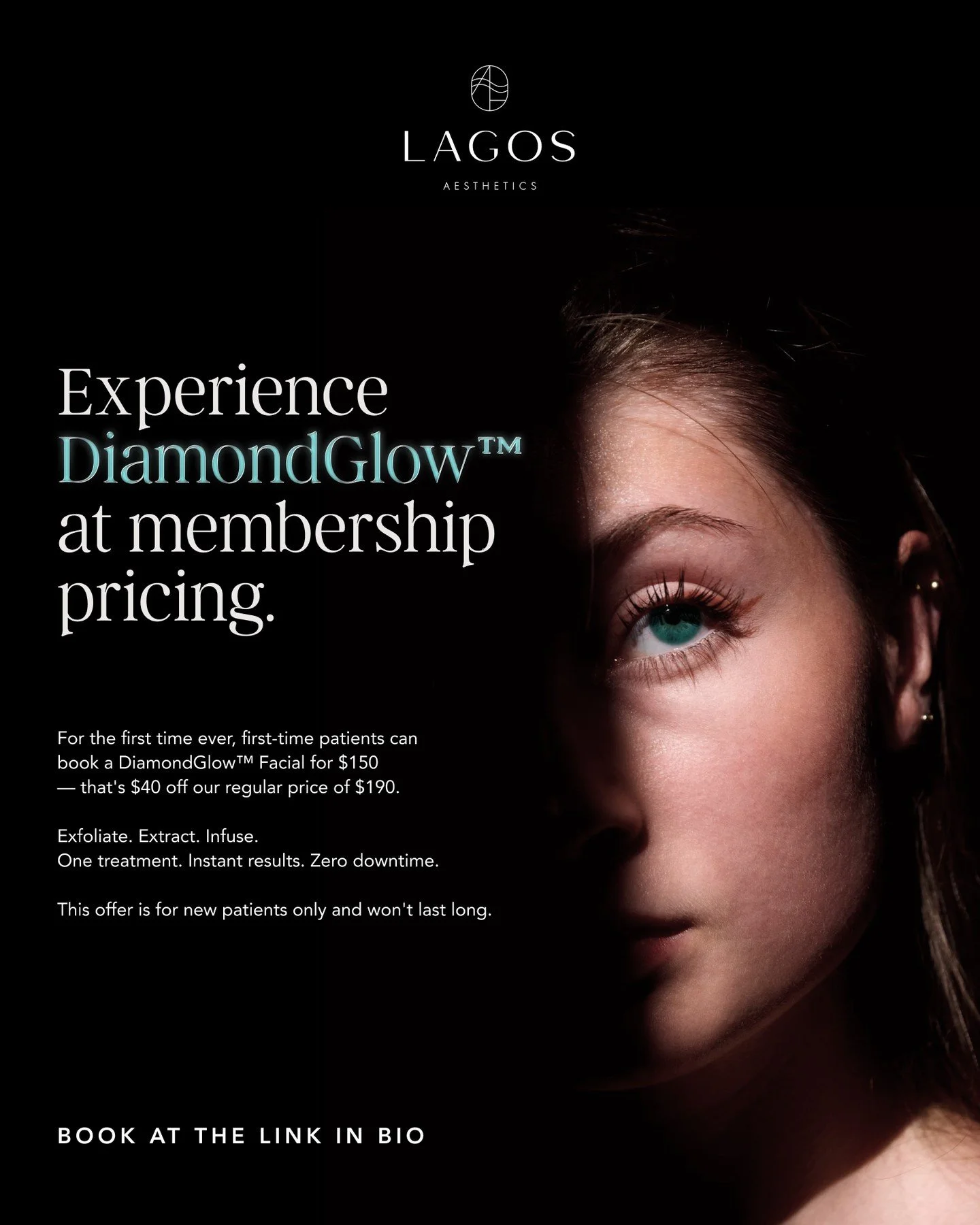 This is your sign to book a DiamondGlow&trade; Facial. ✨ Link in bio.