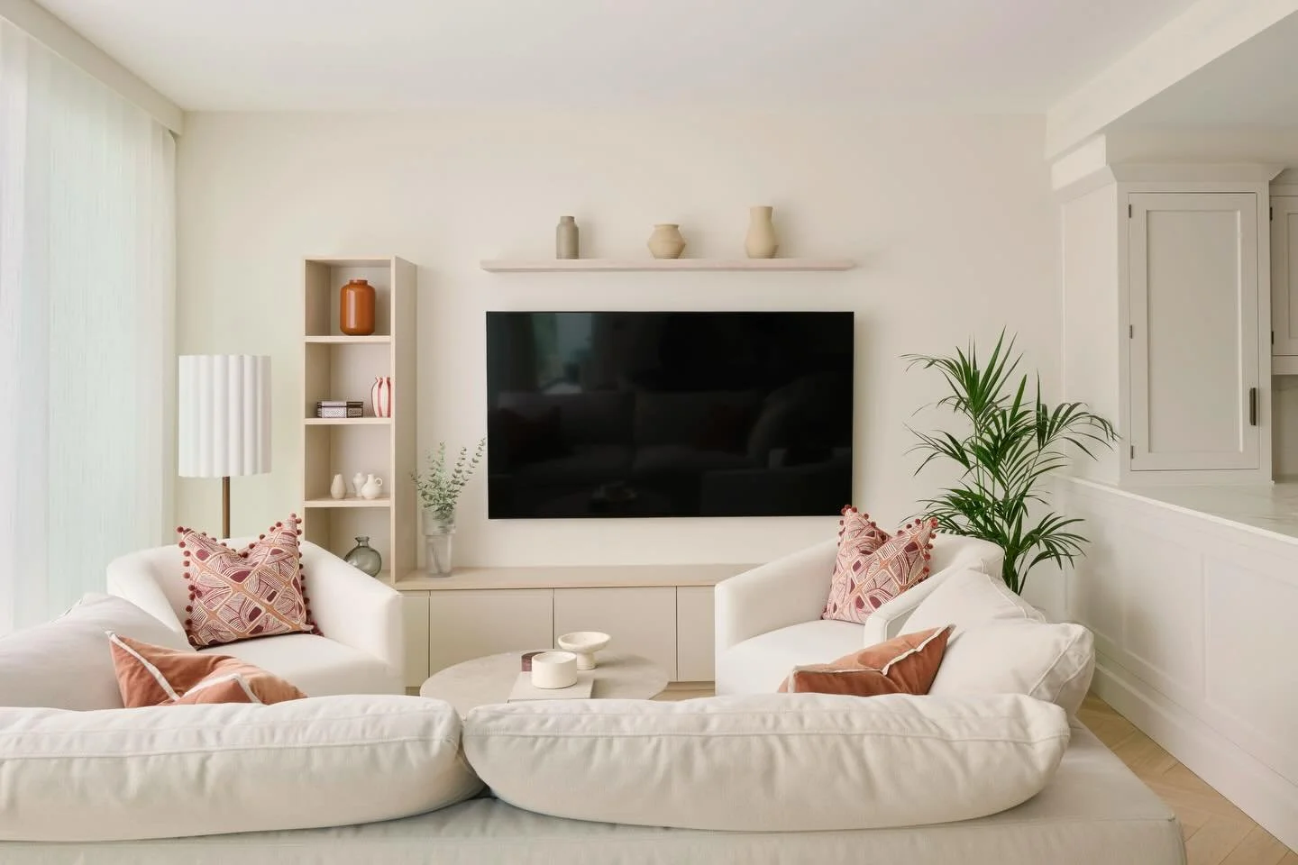 From Dark &amp; Enclosed To Calm, Bright &amp; Beautifully Zen. This Central London Apartment Underwent a Full Transformation Soft Neutrals, Gentle Textures &amp; Curated Minimalism Now Fill The Space With Light &amp; Tranquillity. We Helped The Clie