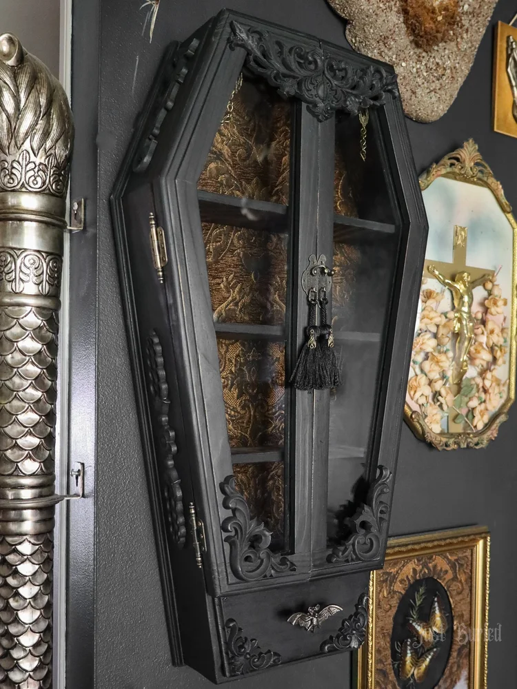 Double Door Bat Drawer Curio Cabinet - PREORDER — Just Buried Co. 