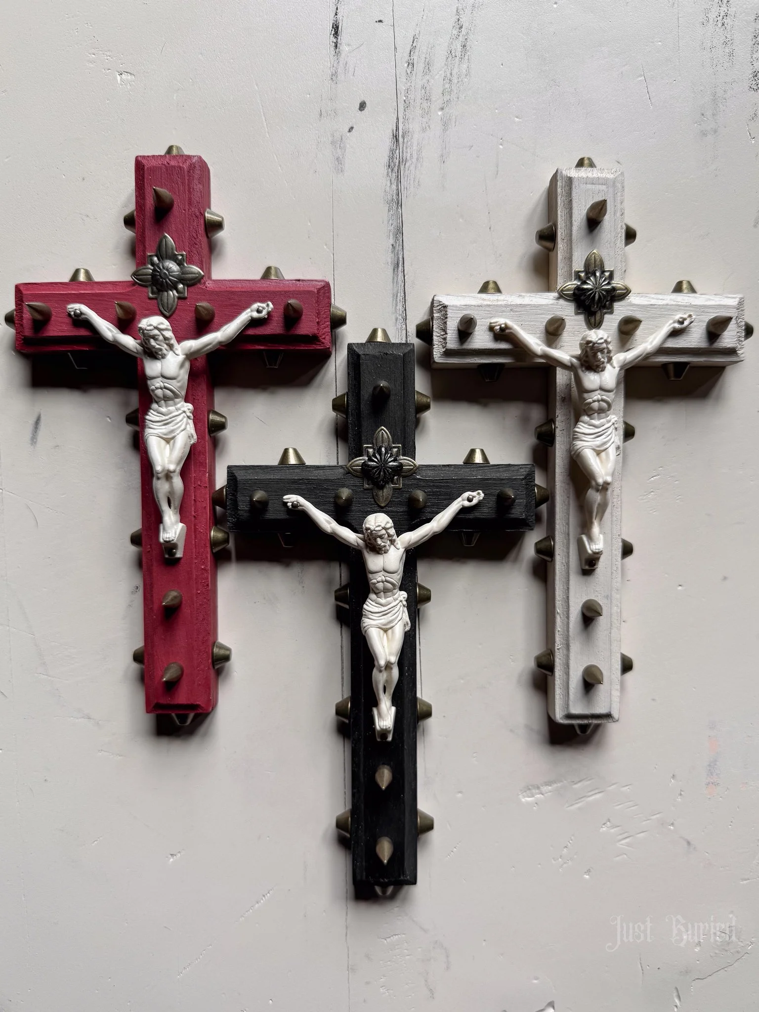 Petite Spiked & Studded Wall Crucifix