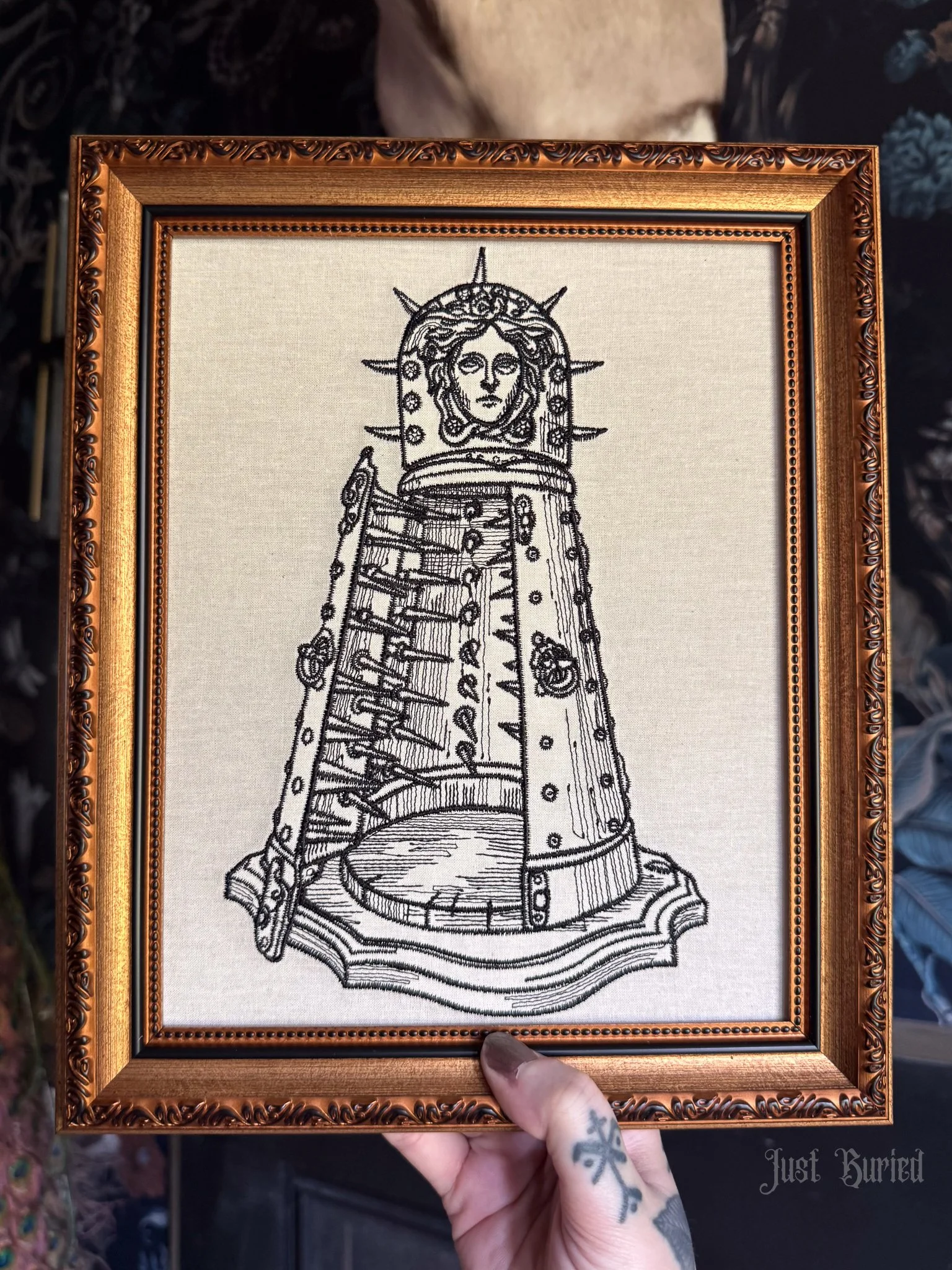Framed Embroidered Iron Maiden