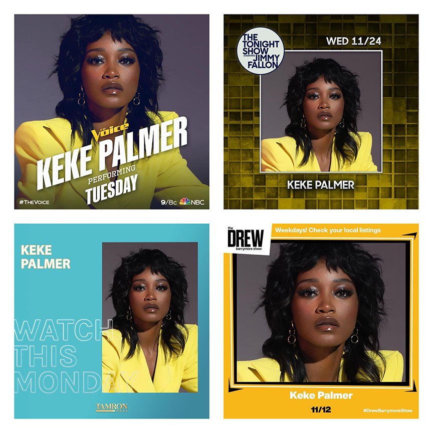 Our photos of Keke Palmer featured on The Voice, The Jimmy Fallon Show, Tamron Hall Show, The Drew Barrymore Show, Amazon, Spotify, Emmys, Forbes, L'Officiel Italia and more. Keke was the gift that kept on giving and was the highlight of our 2021.